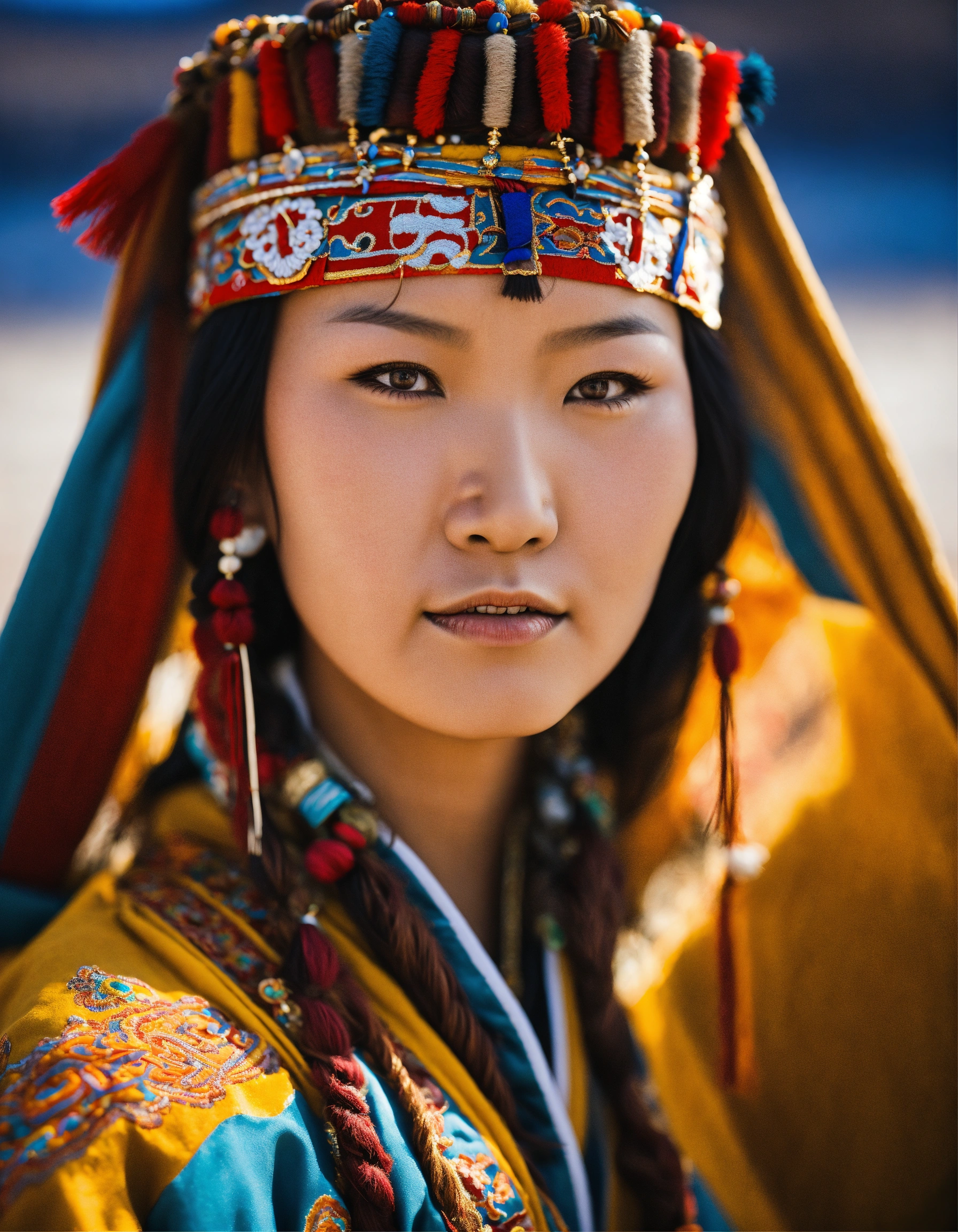 Lexica Mongolian Woman In Traditional Clothes Taned