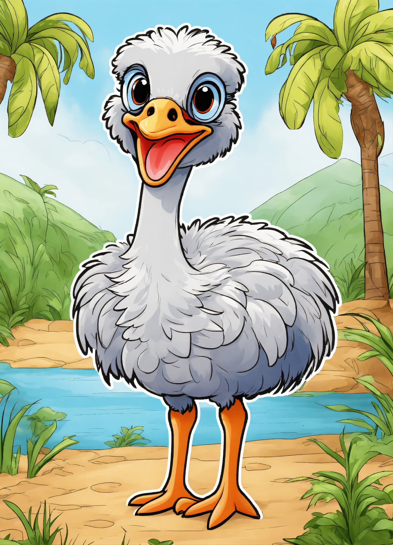 Lexica Generate A Cute Ostrich Resolution Cartoon Sticker Style