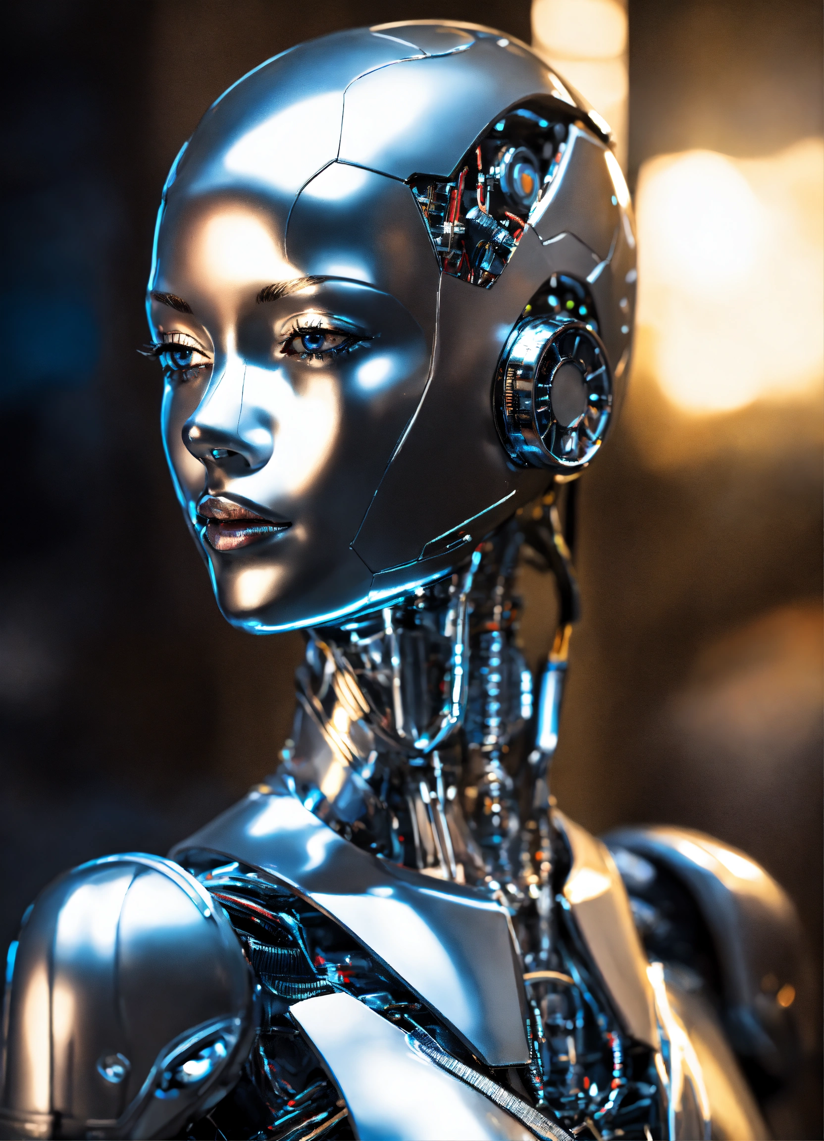 Lexica Female Robot With Silver Shiny Skin