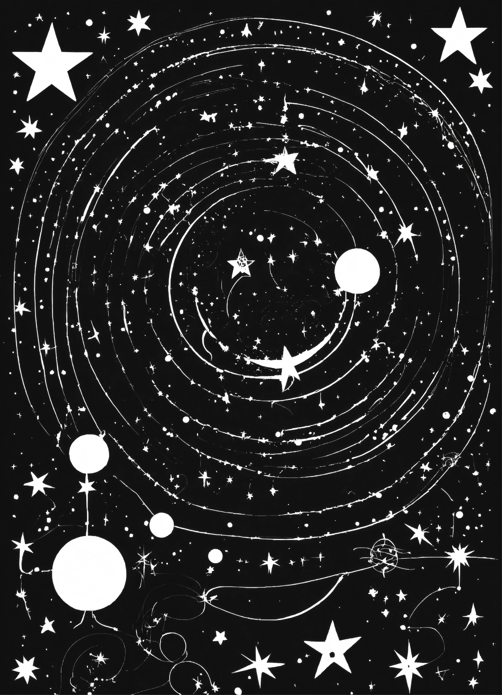 Lexica Black And White Stencil Of Cartoon Like Constellation In Space