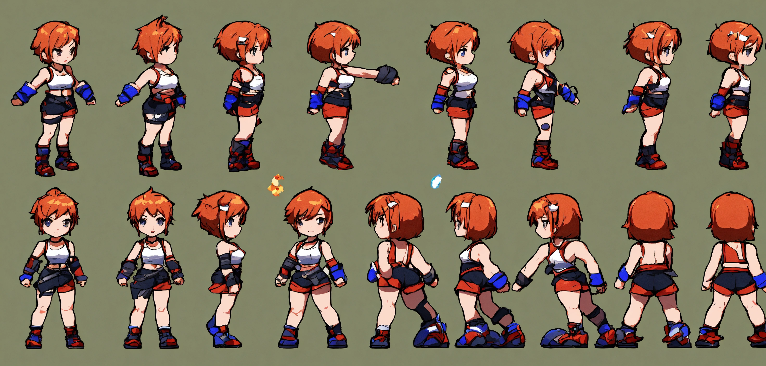 Lexica Game Assets Multiple Poses Sprite Sheet Girl Short Hair