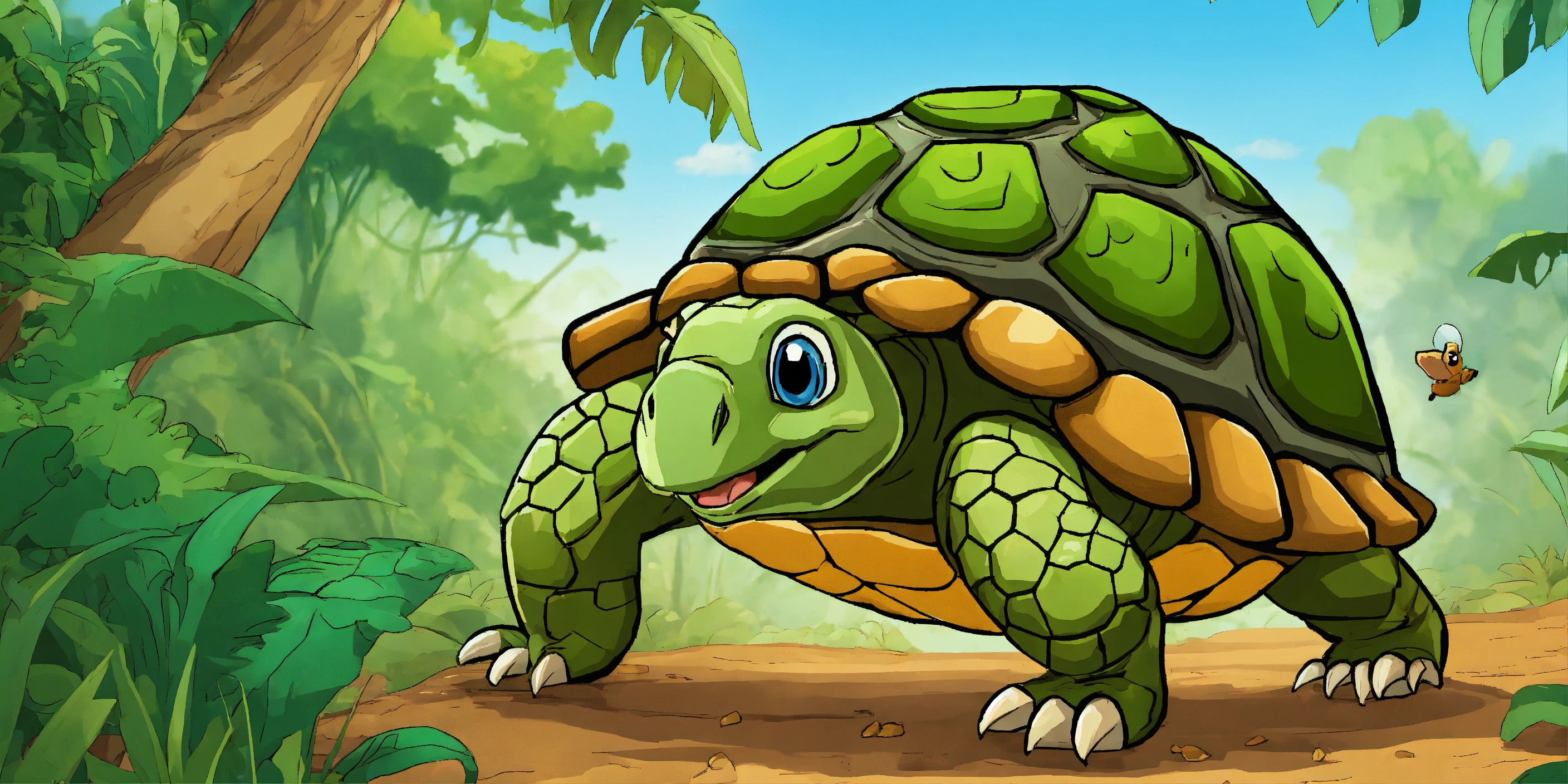 Lexica Cartoon Tortoise Running In Jungle