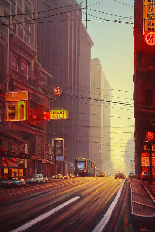 Lexica Market Street San Francisco Oil On Canvas By Klaus B Rgle