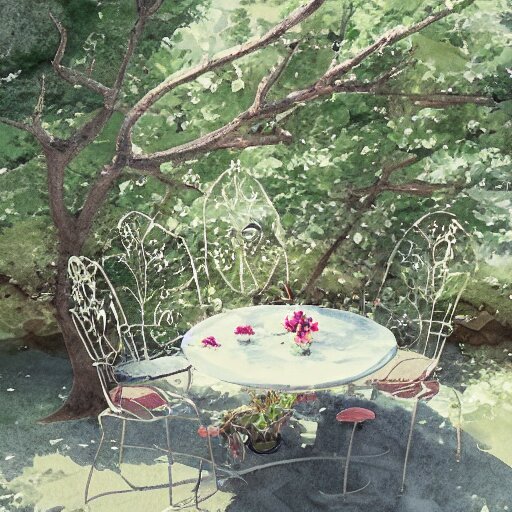 Delicate Starship Chairs Garden Paved Botanic Watercolors I