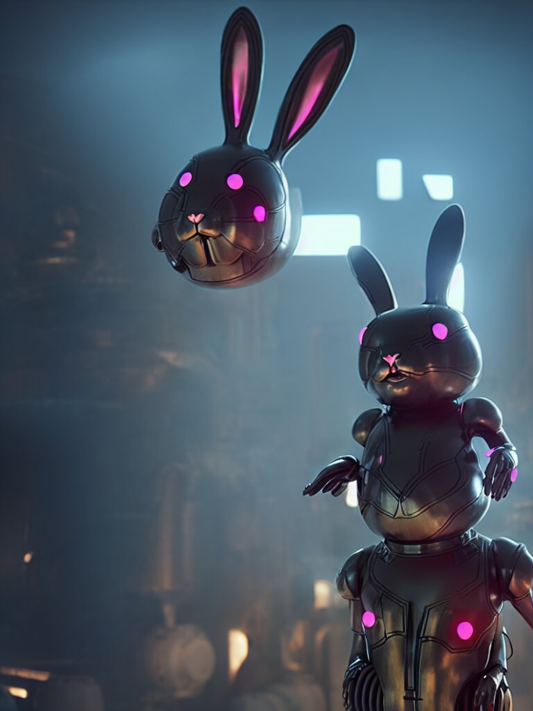 Lexica Film Still Of A Mechanical Bunny In A Marvel Movie Science