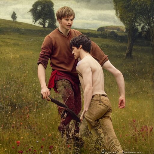 Lexica Bradley James And Colin Morgan Are In A Beautiful Meadow