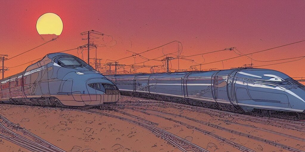 Lexica Weird West Futuristic Bullet Train Into The Sunset