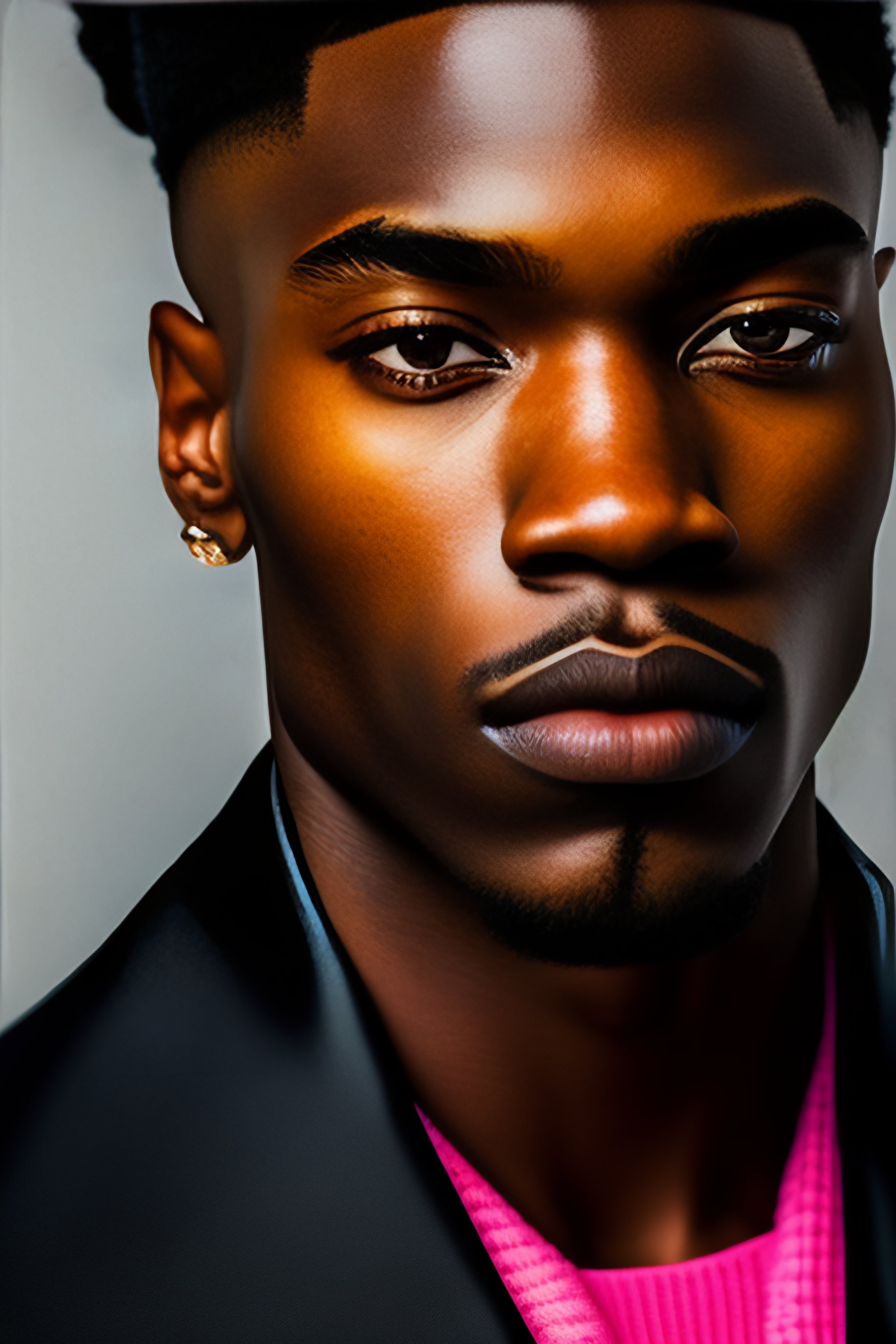 Lexica - Close-up Portrait of 24 year old black man, fashion editorial ...
