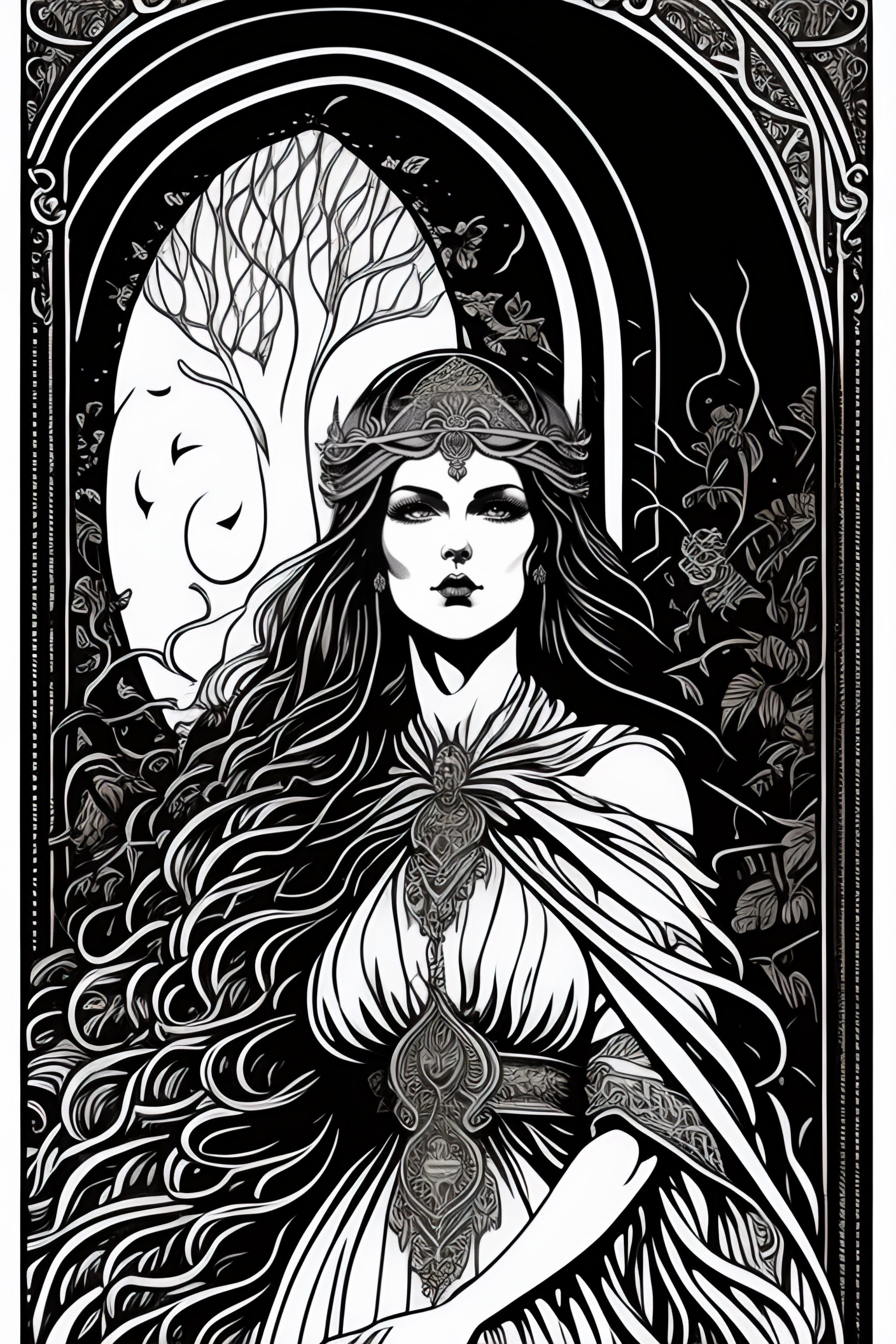 Lexica - Zombies, black and white, line illustration, art nouveau, ink ...