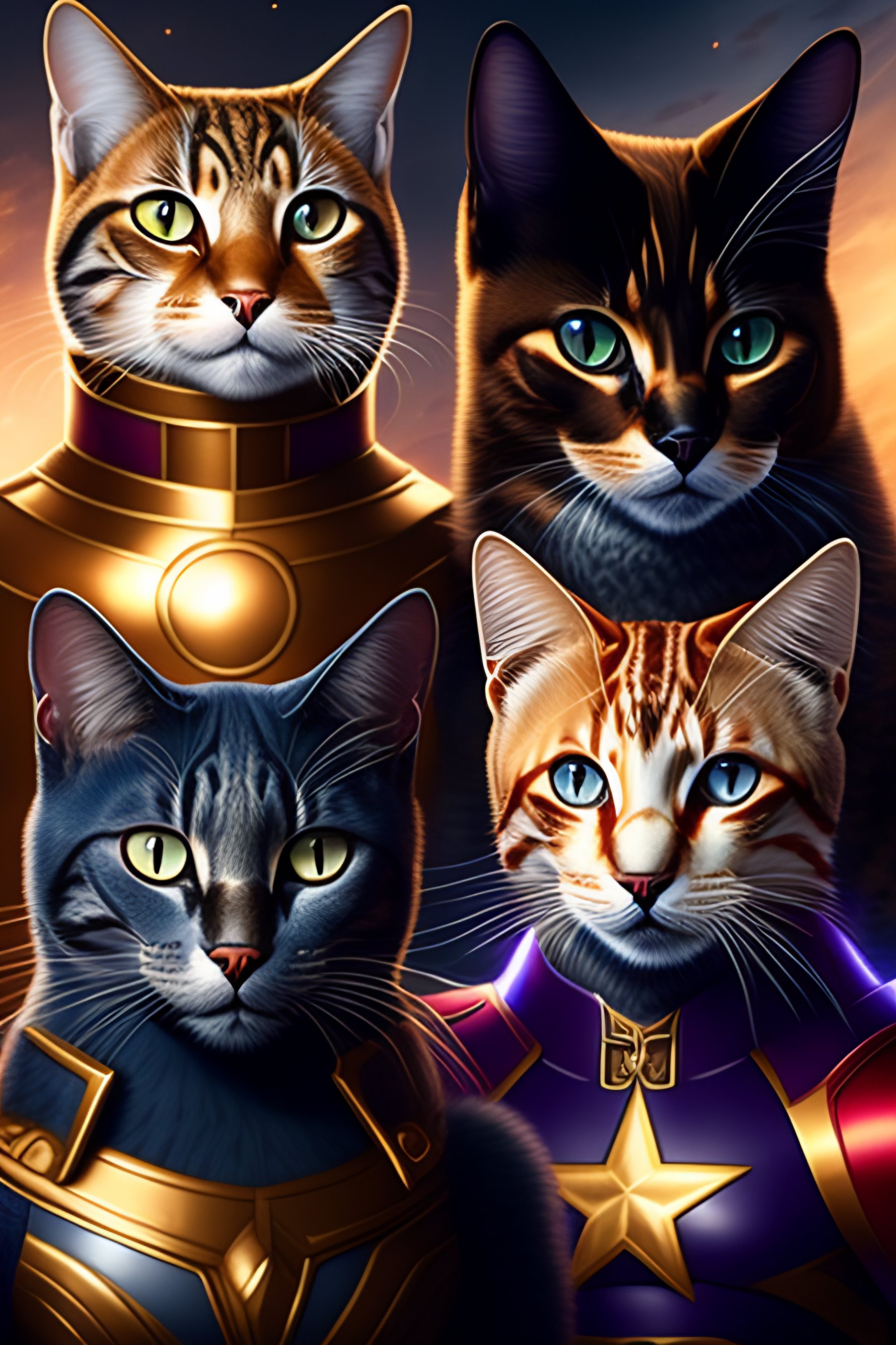 Lexica - Portrait of avangers as cats