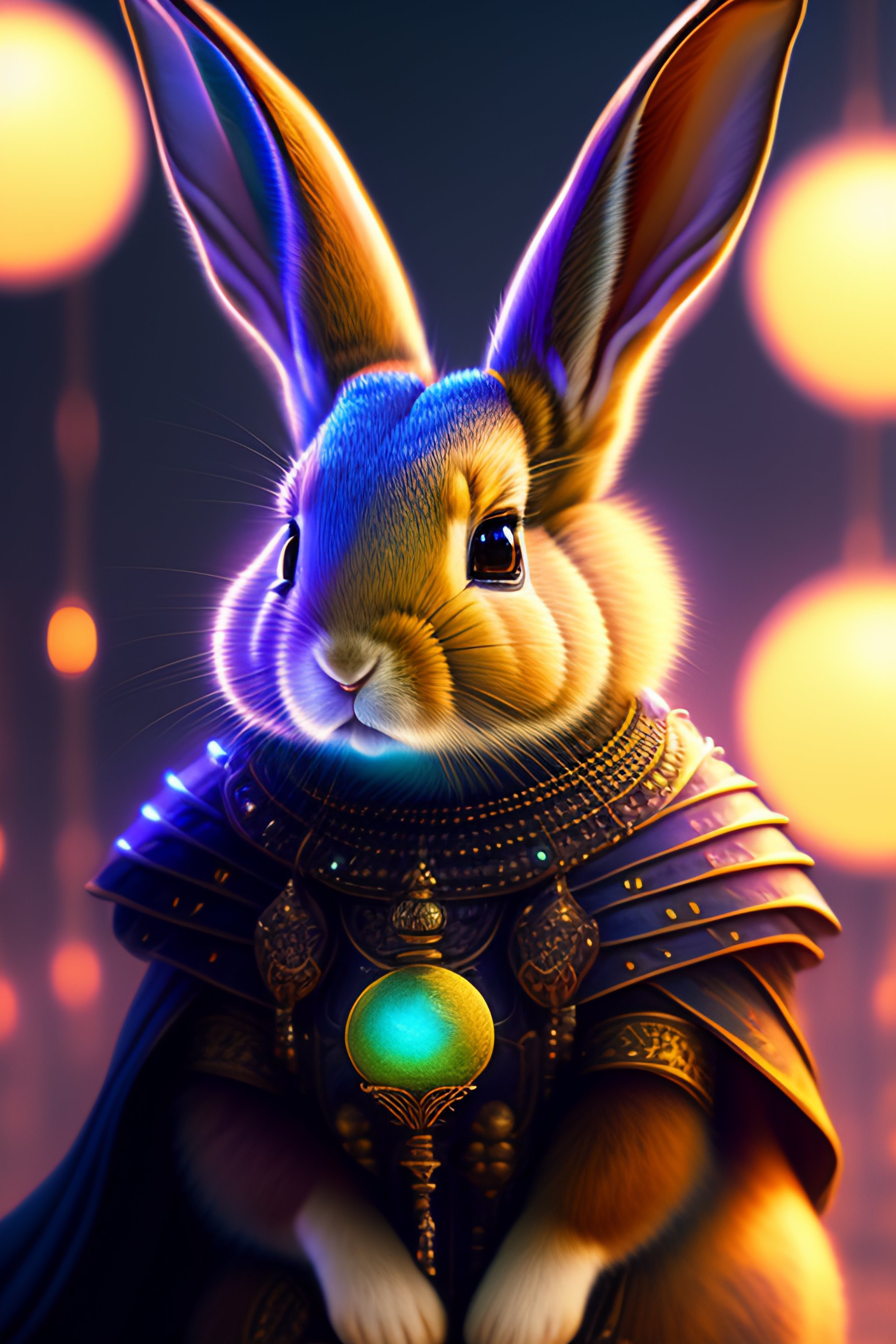 Lexica - A digital painting of a rabbit holding a glowing ball ...