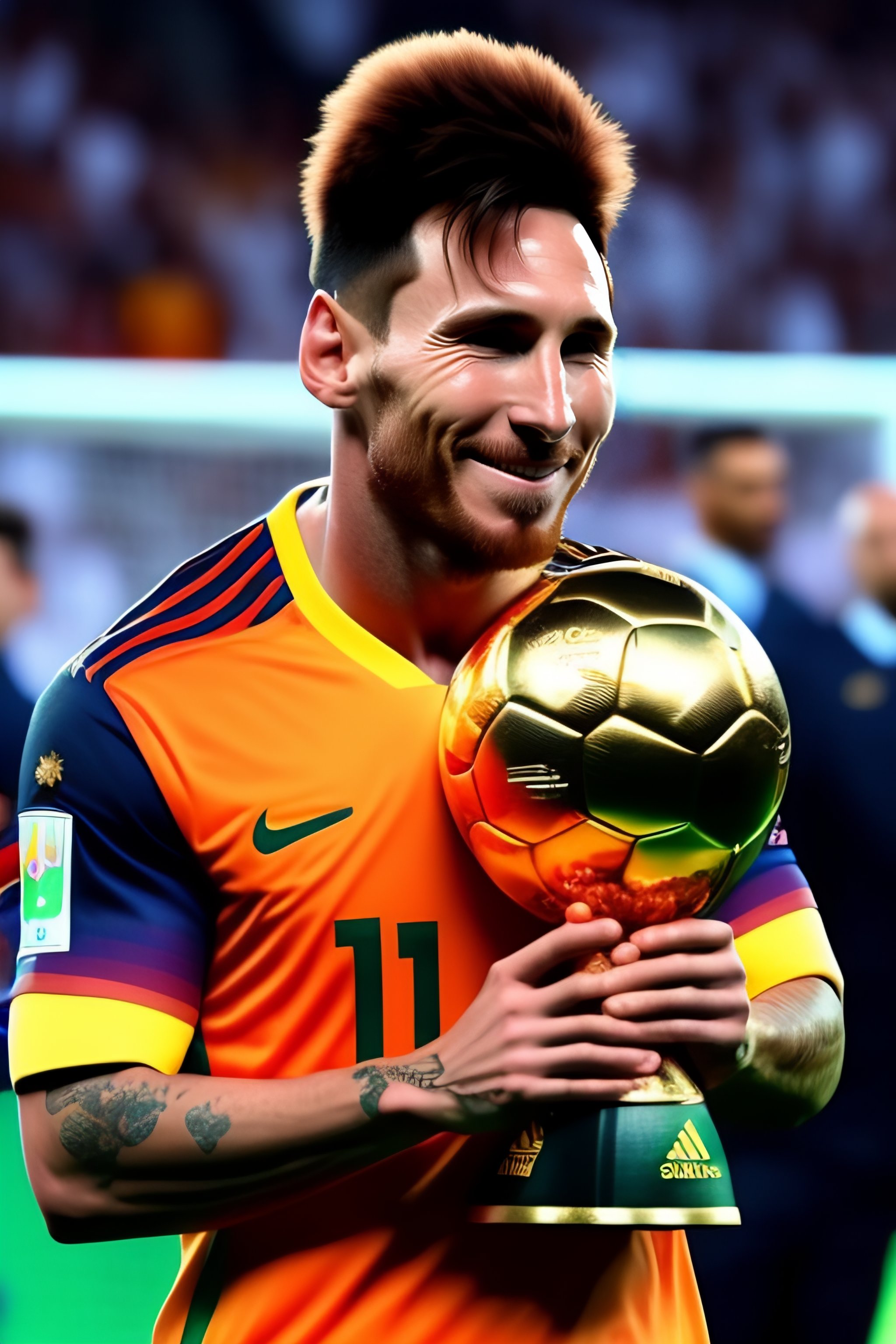 Lexica - Messi with world cup trophy