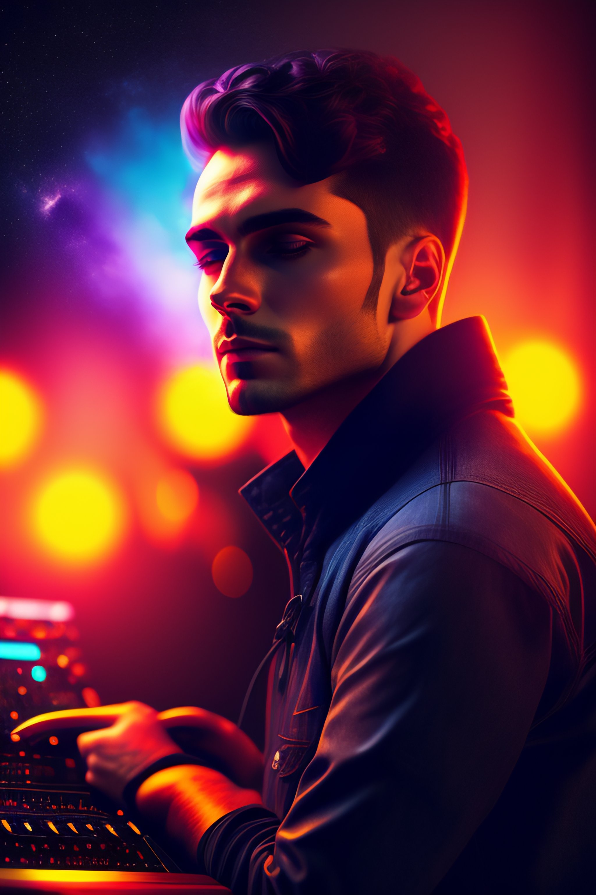 Lexica Portrait of an electronic musician in a club