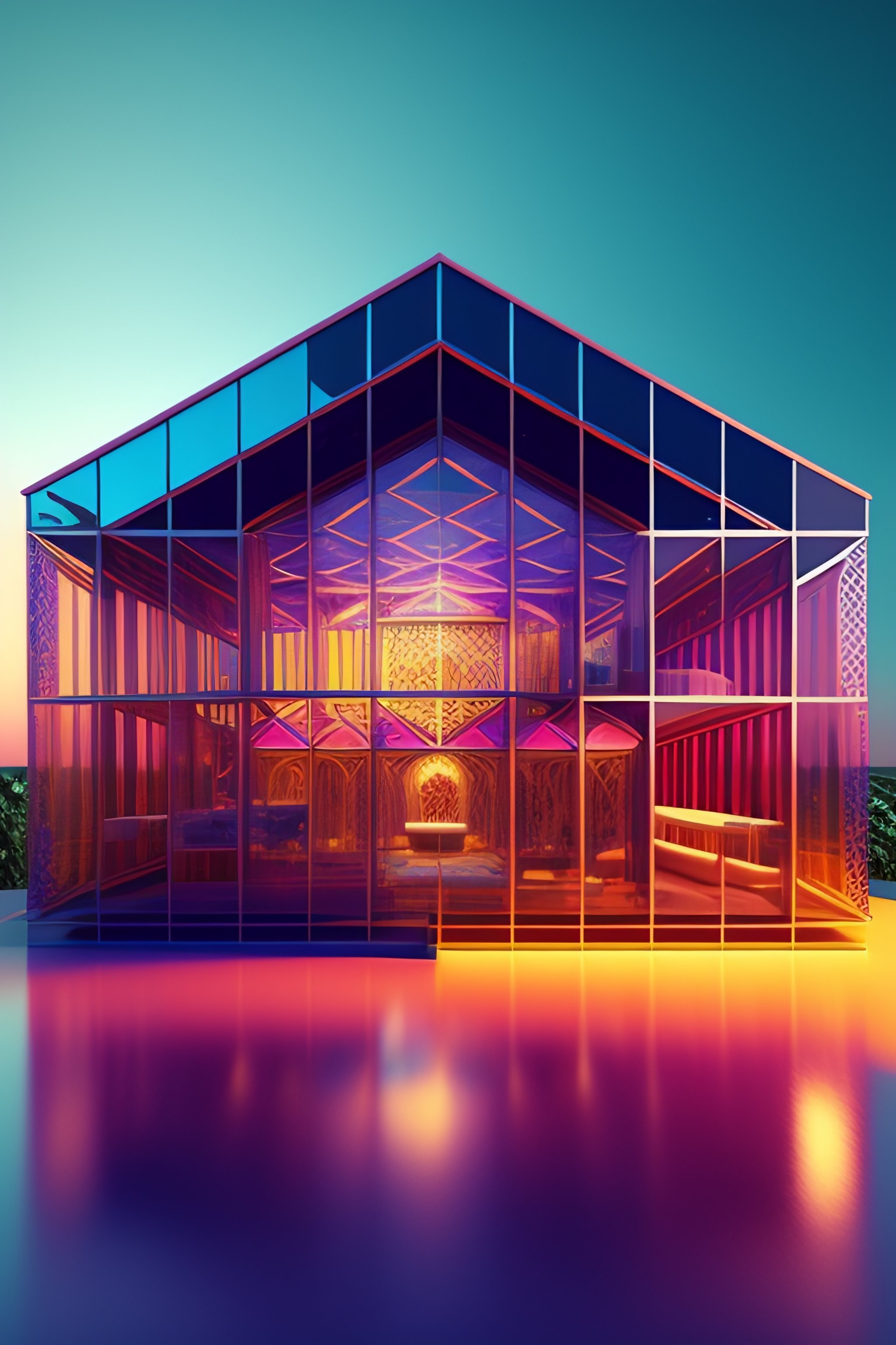 Lexica - The most psychedelic geometric patterned glass house ...