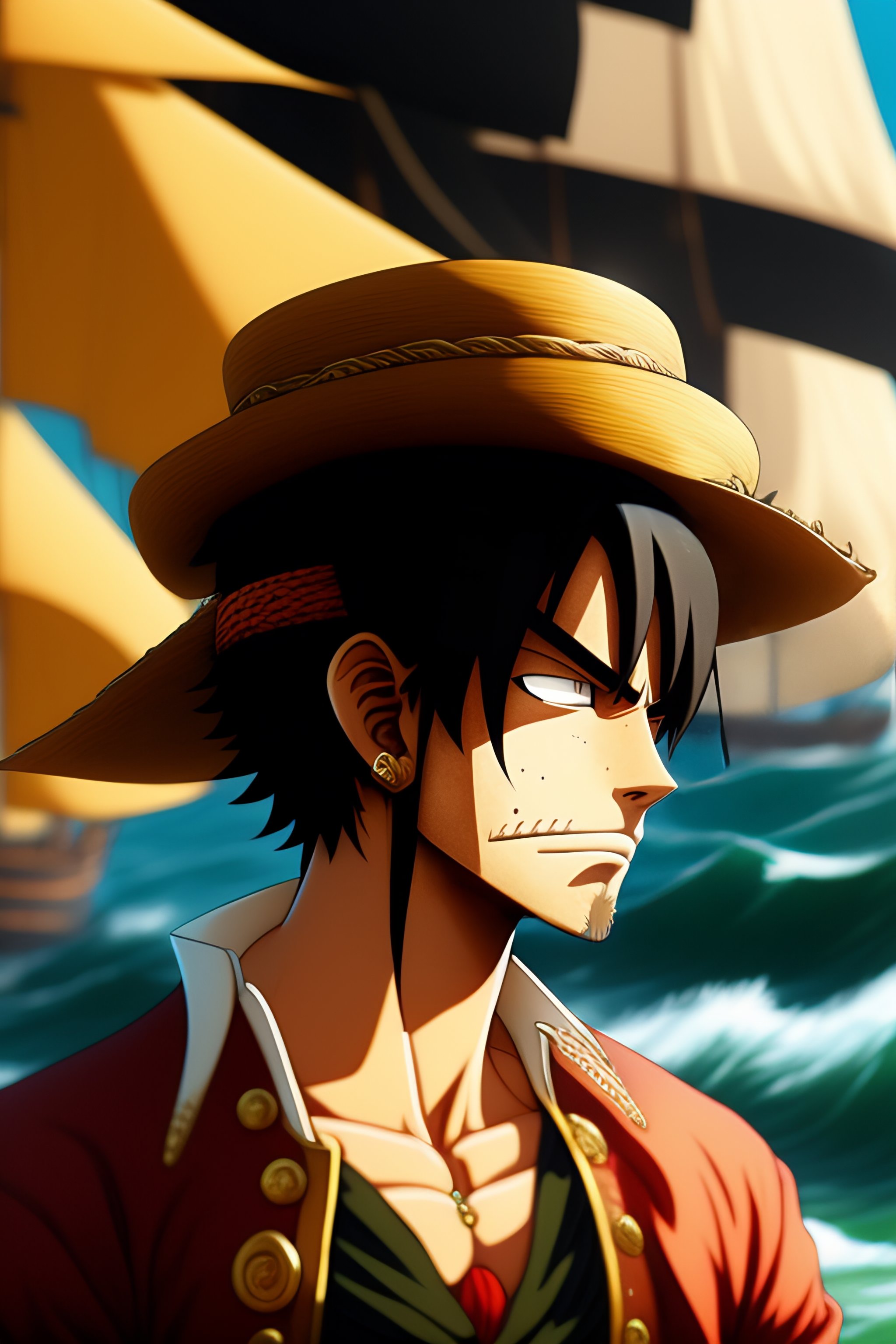 Monkey D Luffy, portrait, artwork, manga, One Piece, HD wallpaper