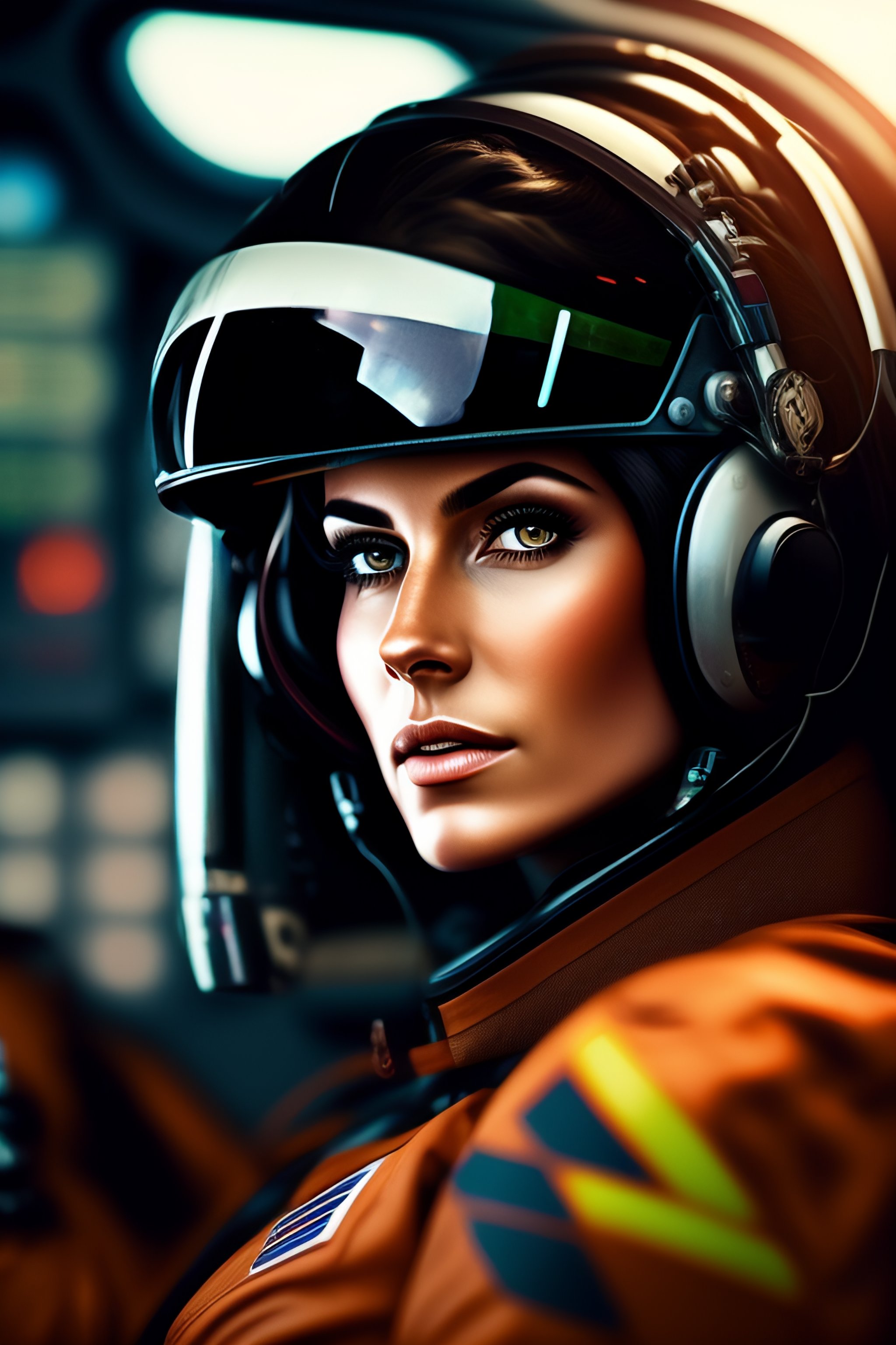 Lexica - Cyborg pilot sPANISH womAn, interior cockpit, hyperdetailed ...