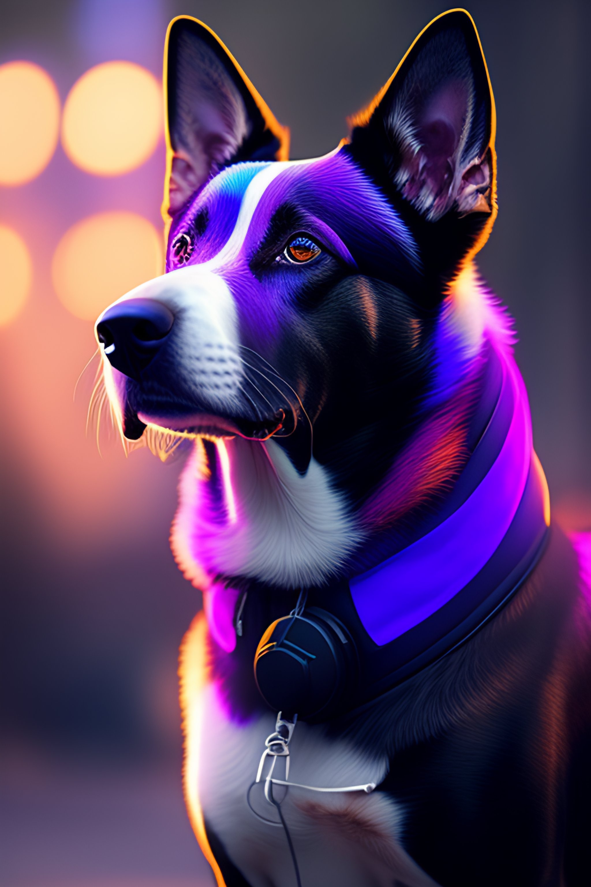 Lexica - A beautiful portrait of a cute cyberpunk dog by greg rutkowski ...
