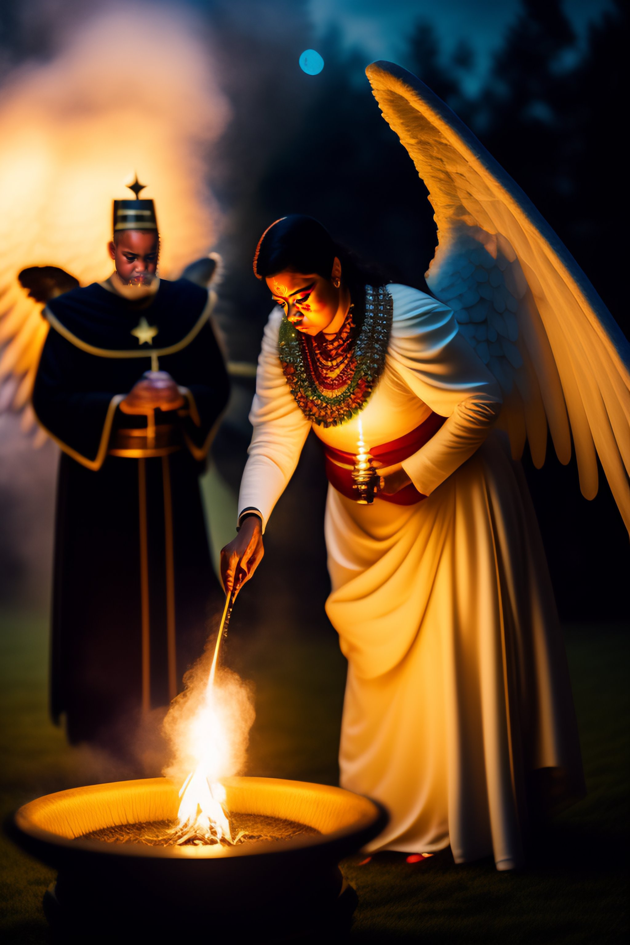 Lexica - Photograph of ceremonial magic ritual to invoke an angel