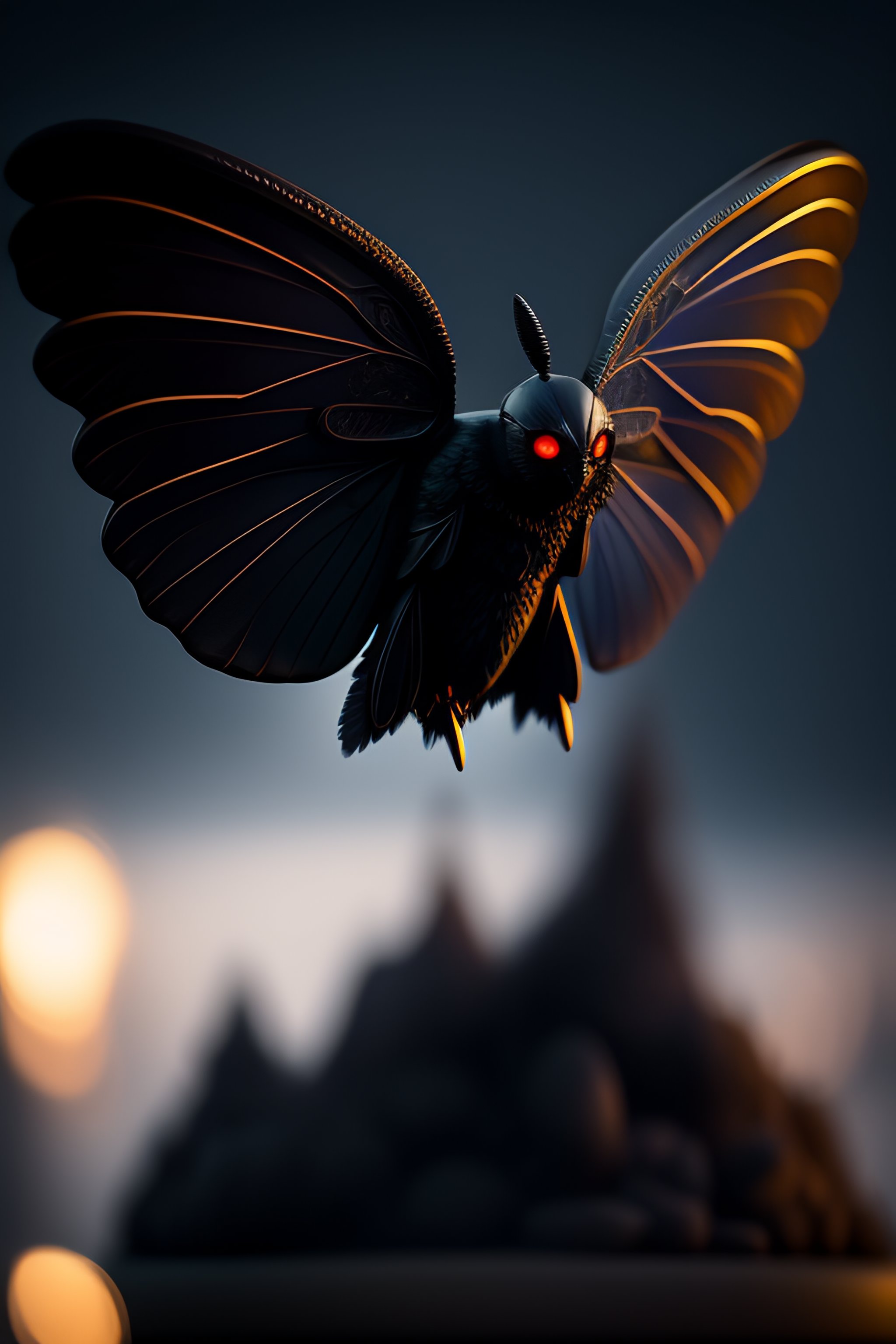 Lexica - Mothman made with black stone, Giovanni Strazza sculpt style ...