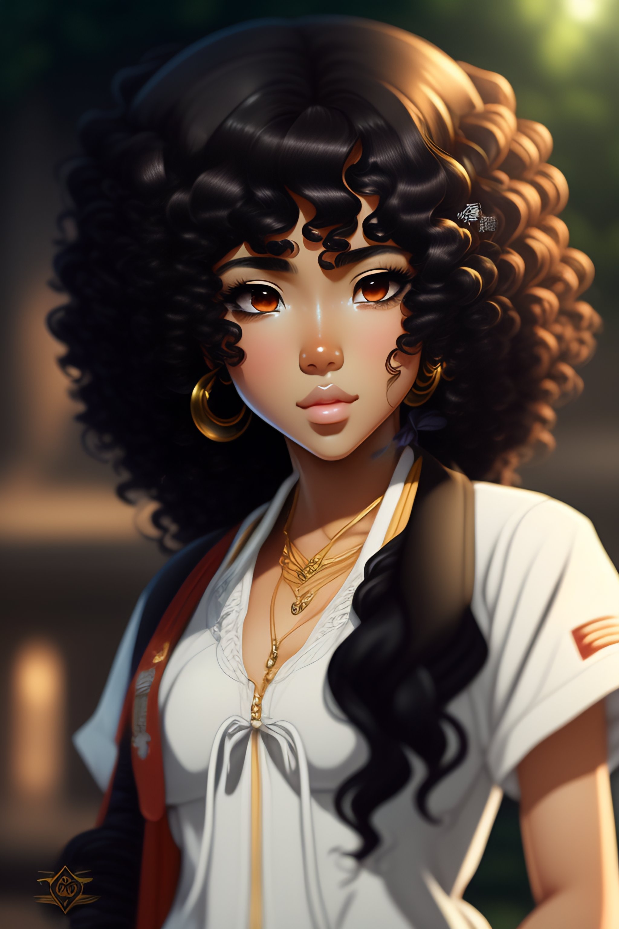 Lexica - Anime portrait of white girl with black curly hair, anime  masterpiece, highly detailed