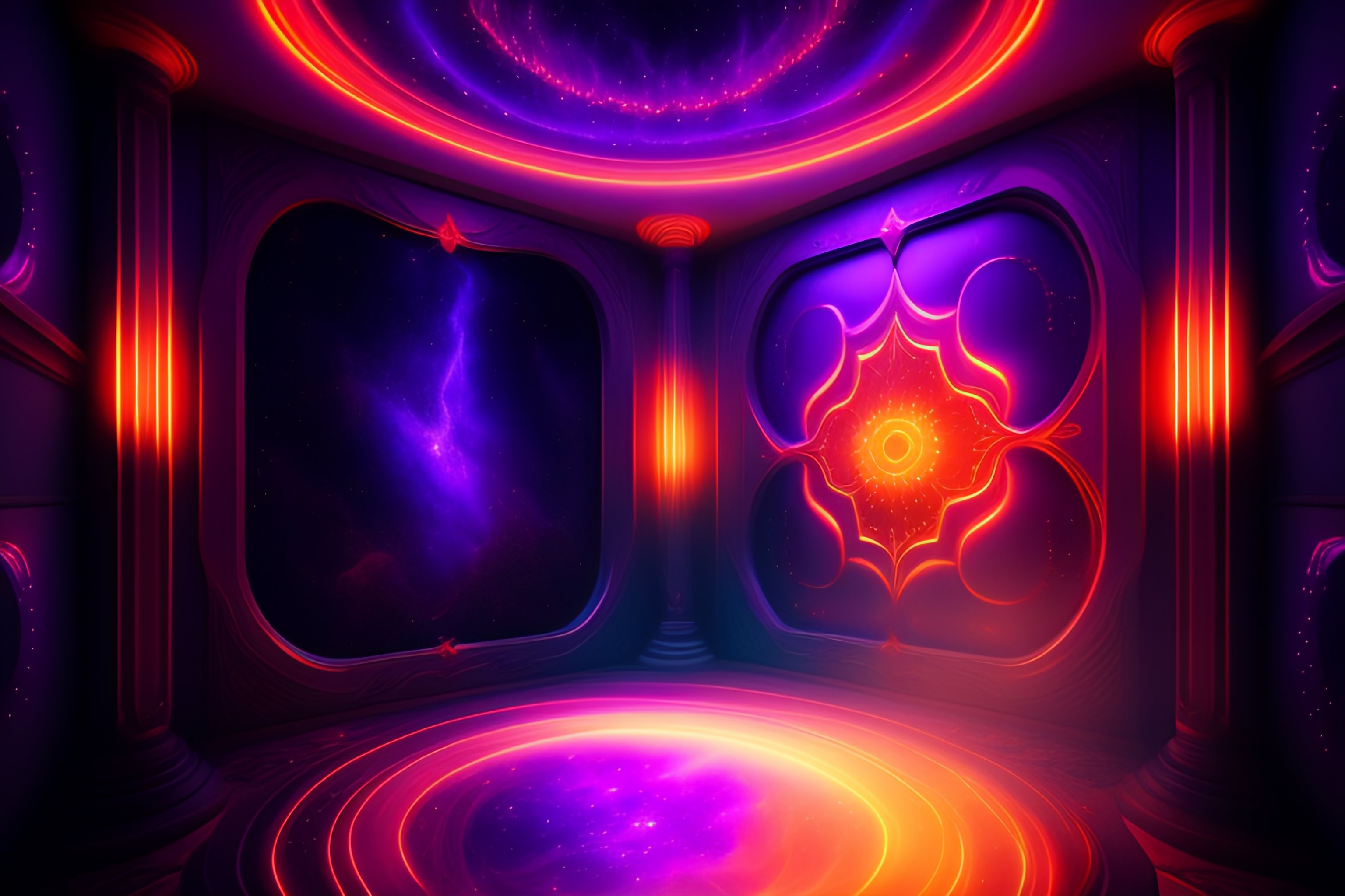 Lexica - Cozy demonic room, portal center nebulae fantasy sky space ...