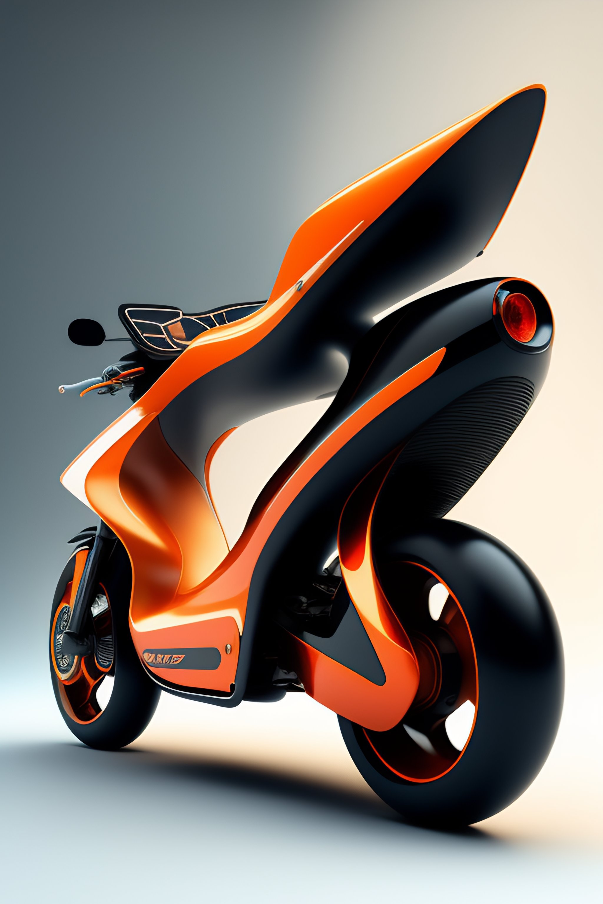 Lexica Motorbike in the style of zaha hadid, scooter, roots, wood