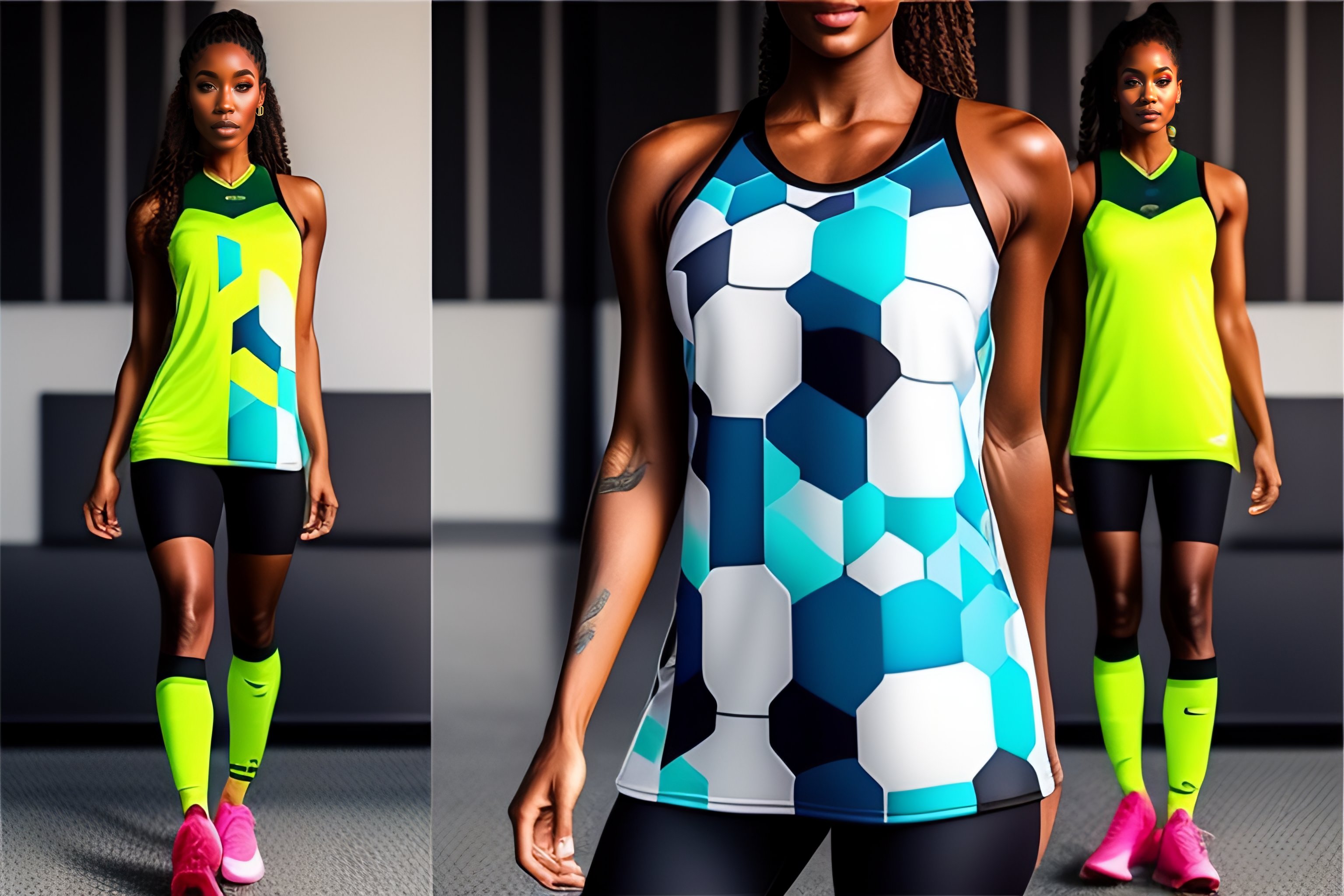 Lexica - 3d soccer halftone long tanktop+leggings shema pattern