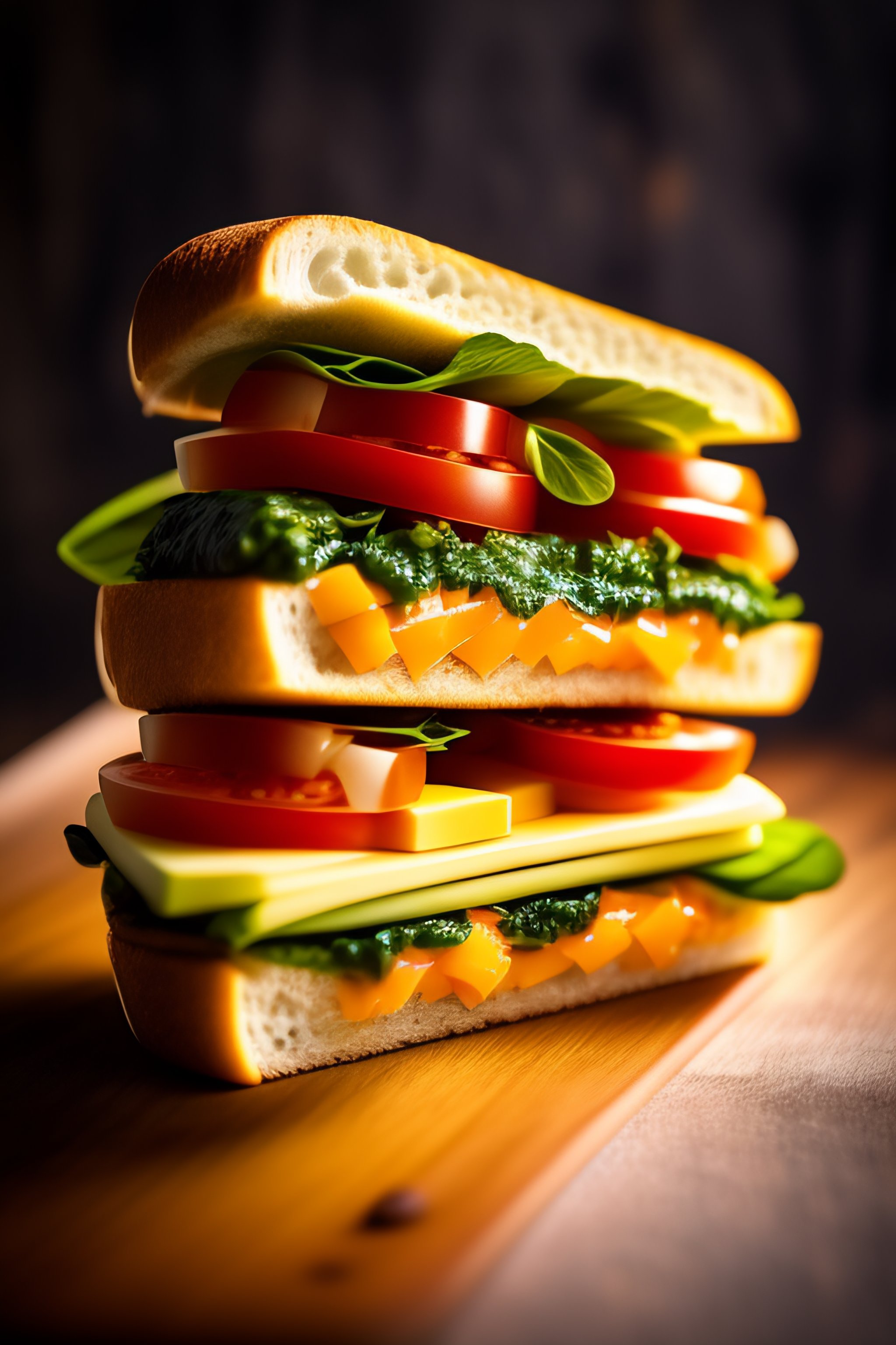 Lexica - Sandwich of led lights with tofu, tomato and cheddar, studio ...