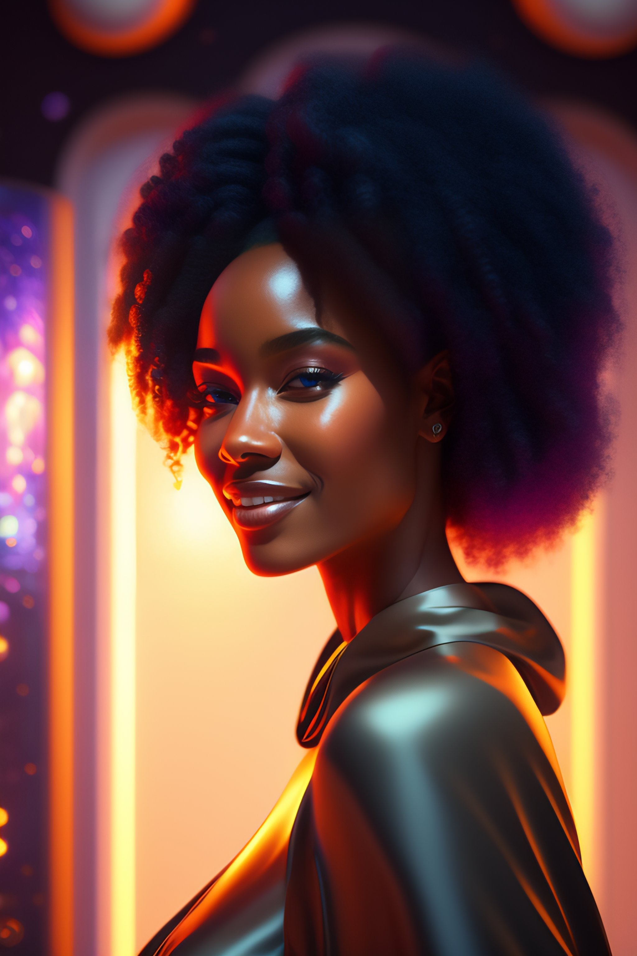Lexica - Portrait of black woman having a spiritual awakening, smiling ...