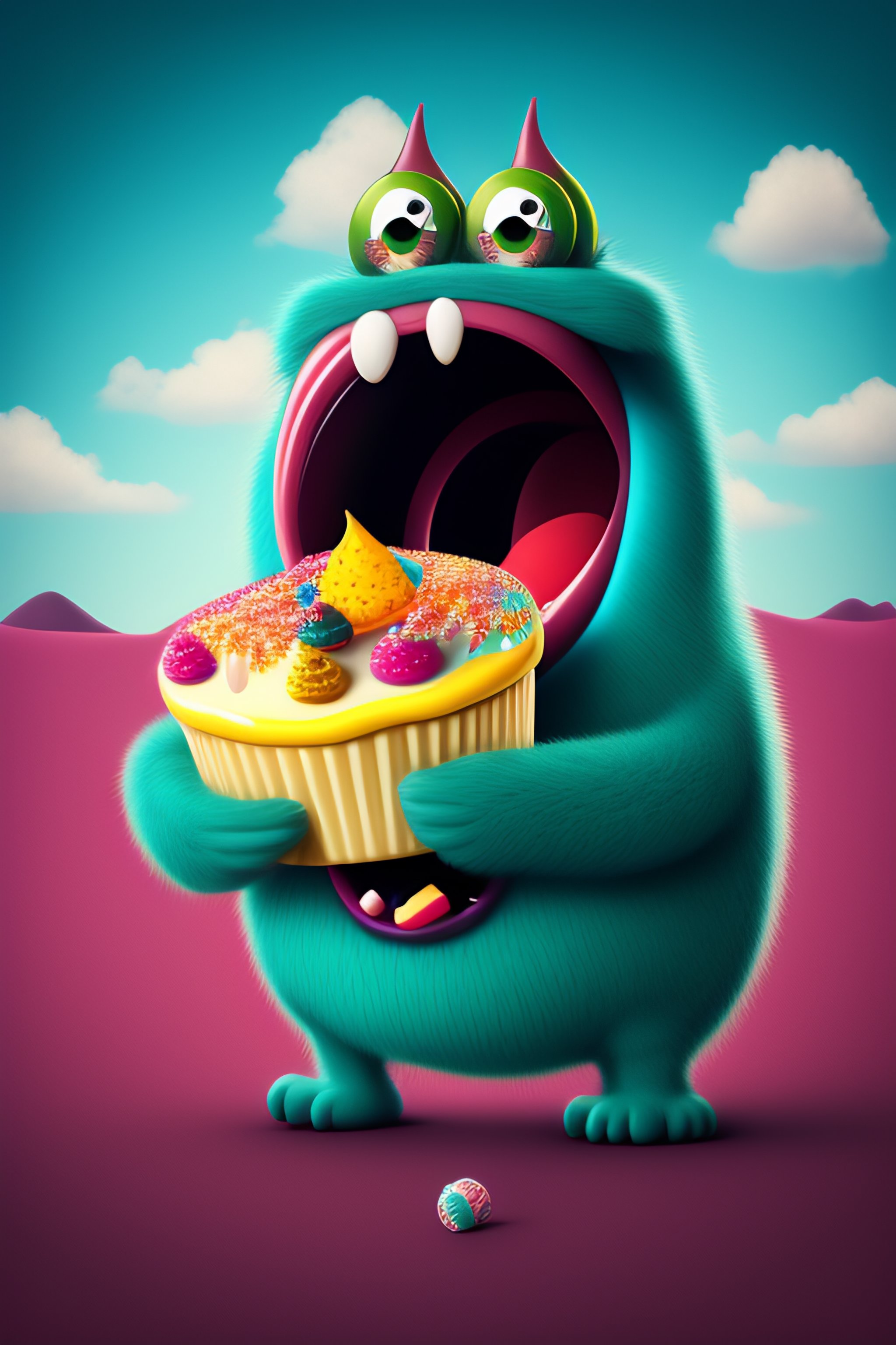 Lexica Cartoon Monster Eating Sweets