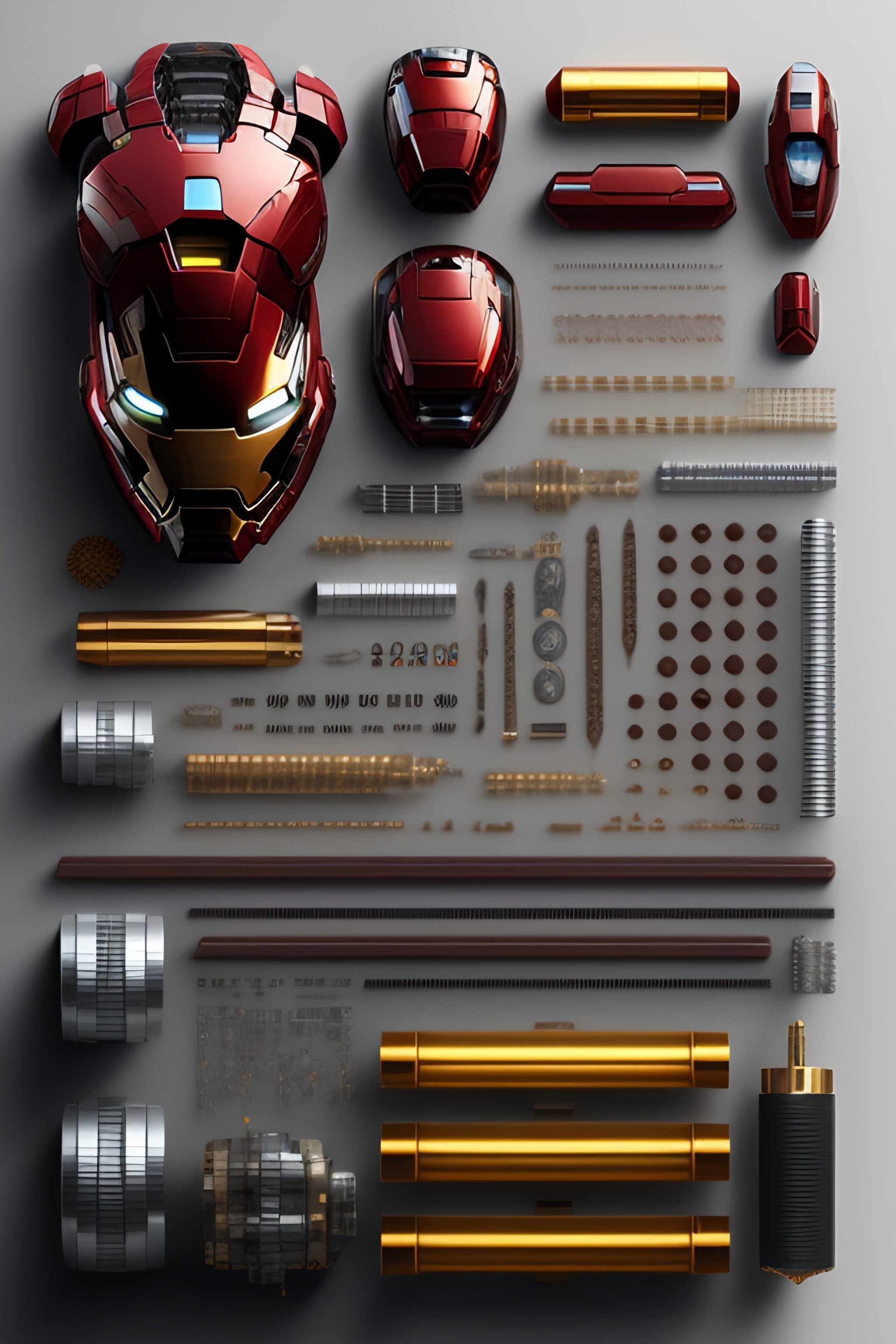 Lexica Ironman, Costumes and mechanical parts, Knolling, Knolling
