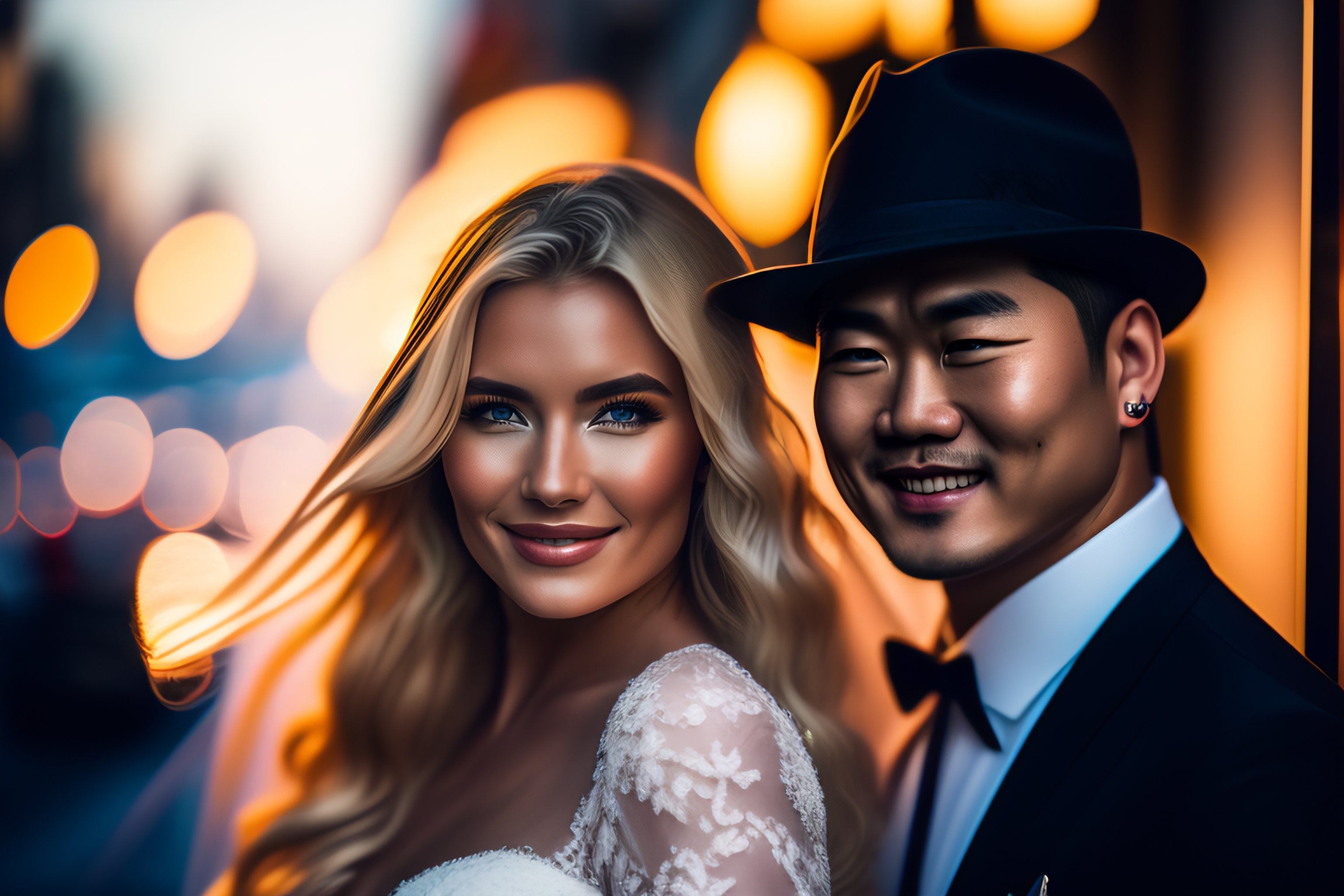 Lexica - Blonde european girl vogue in a wedding dress with a money ...