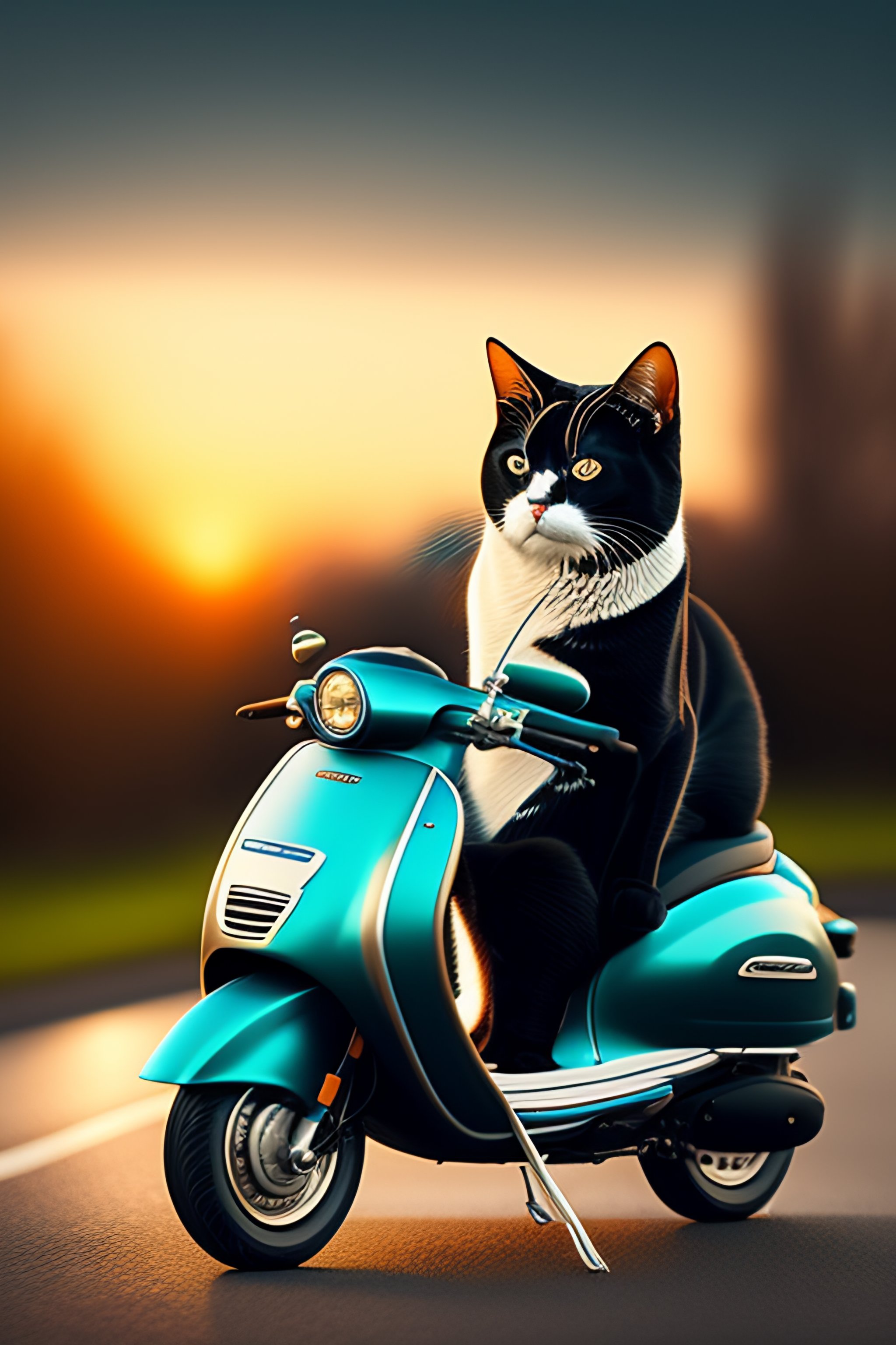 Lexica - A cat on a moped