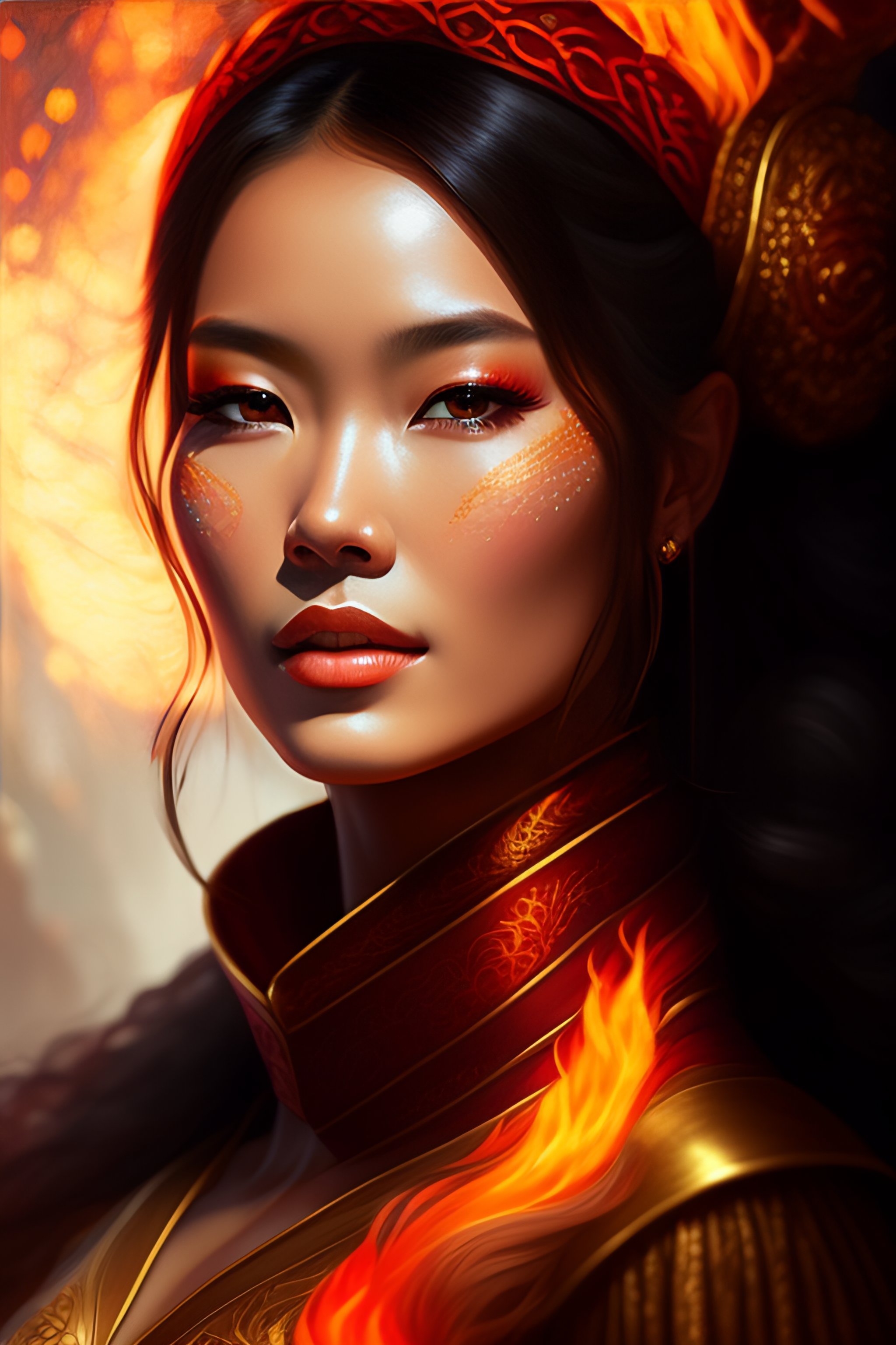 Lexica - Portrait of a beautiful woman surrounded by fire, portrait of ...