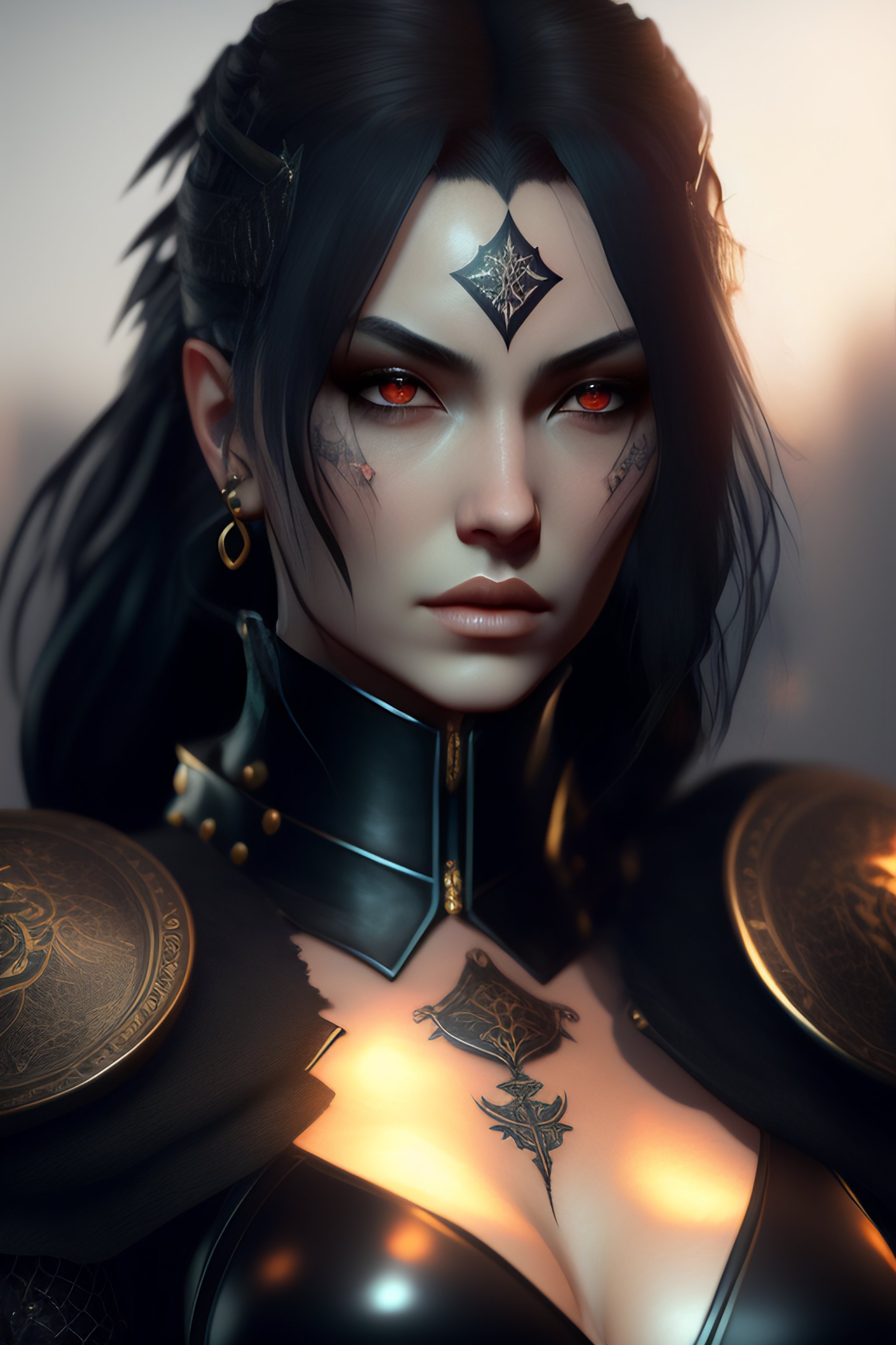 Lexica - Gothic girl with Rune tattoo, character concept, angry light ...