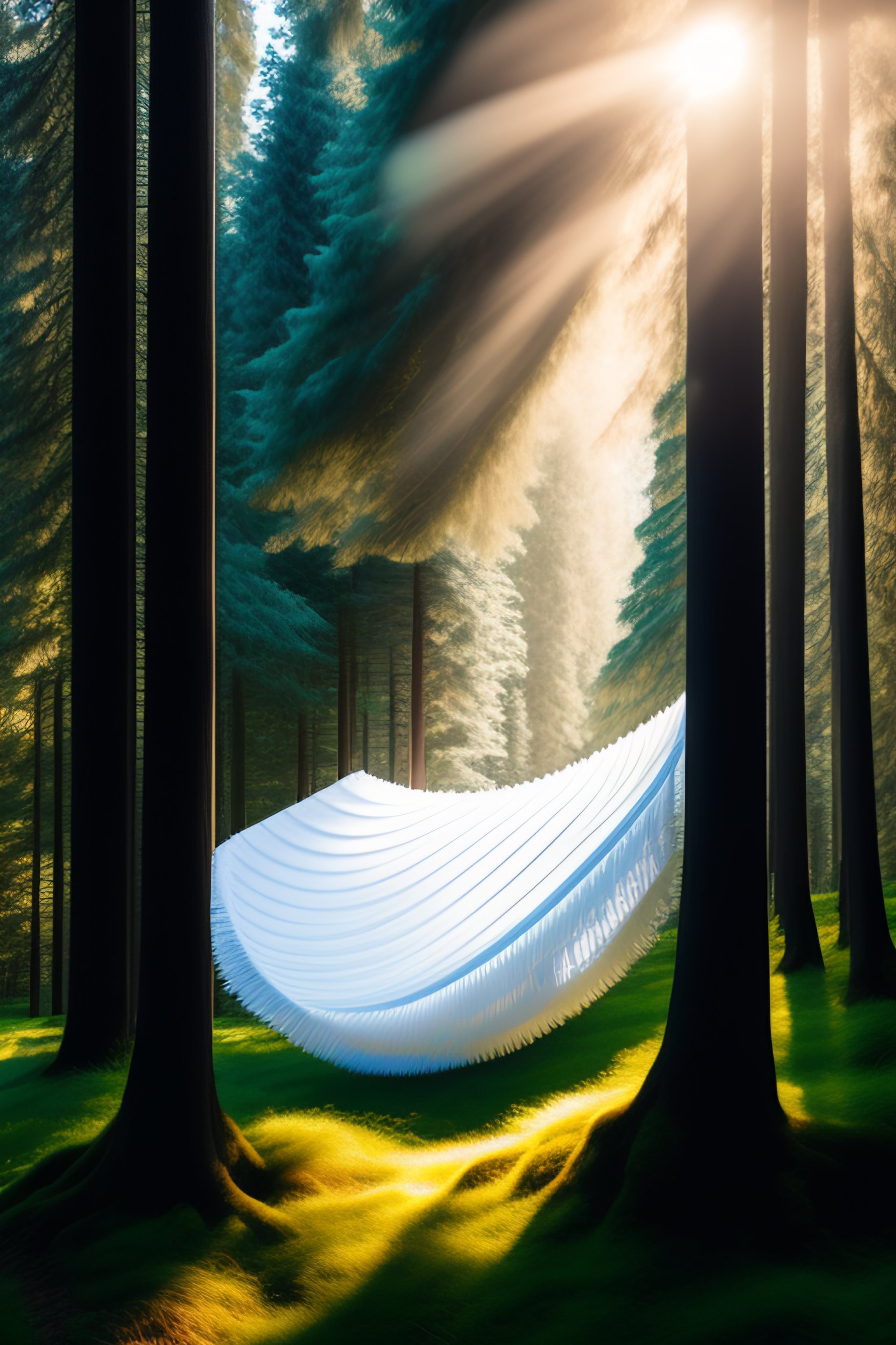 Lexica - A white DIN-A1 poster, floating between the branches of a tree ...