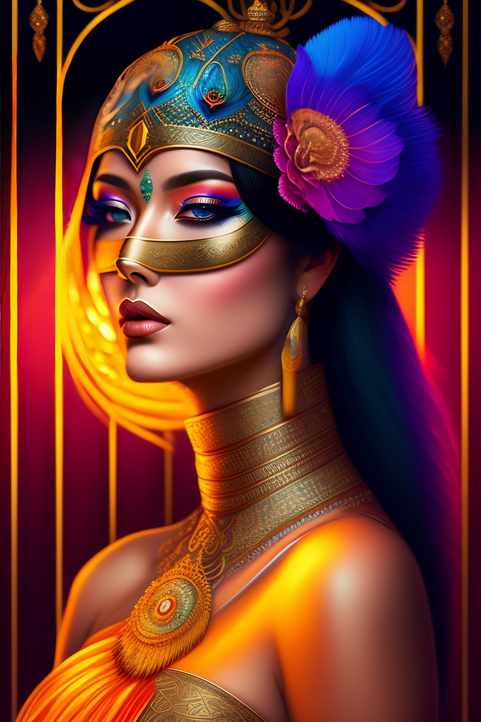 Lexica - Centered detailed portrait of a masked woman wearing a ...