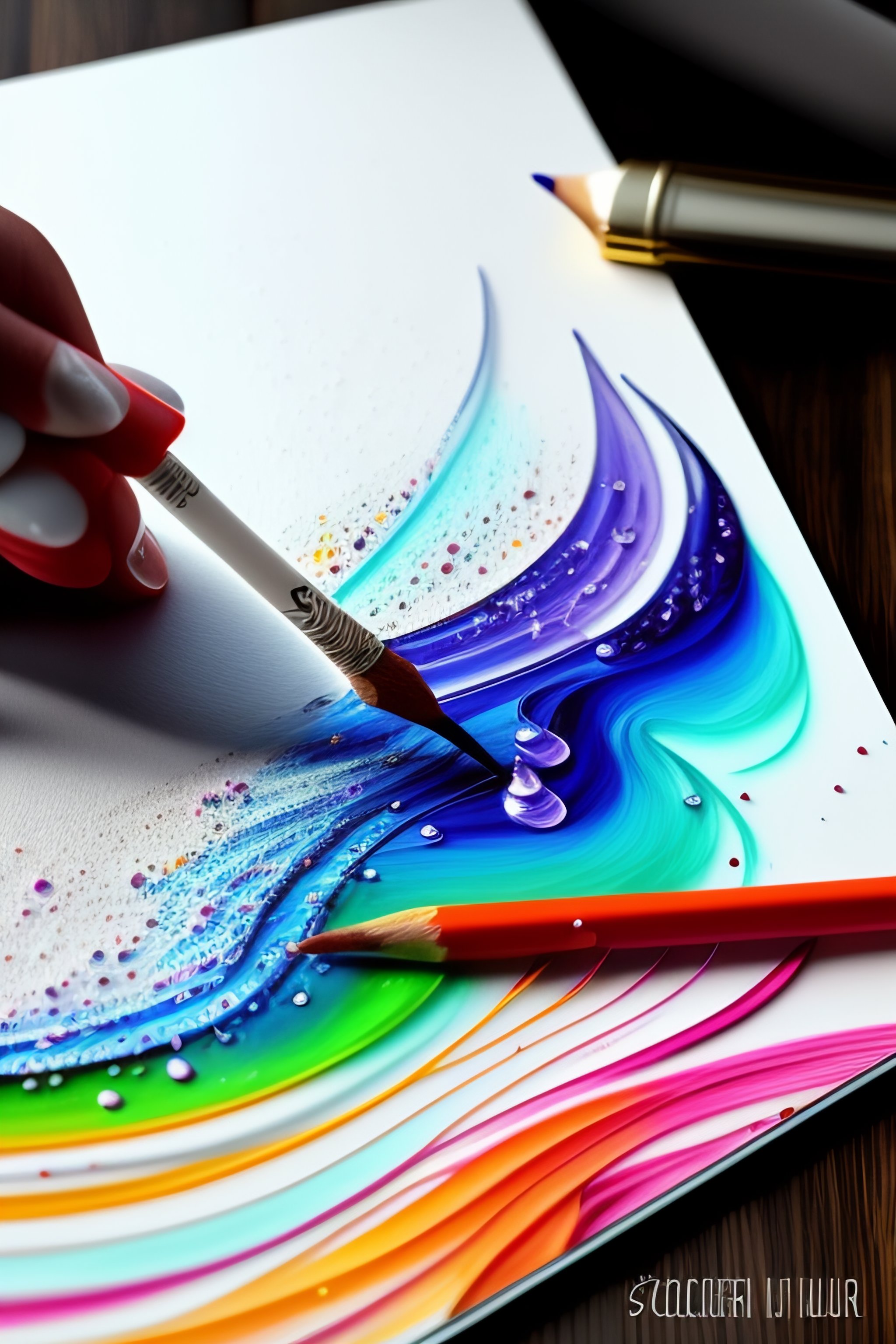 Lexica - Scribble art with pens and pencils next to the paper and ...