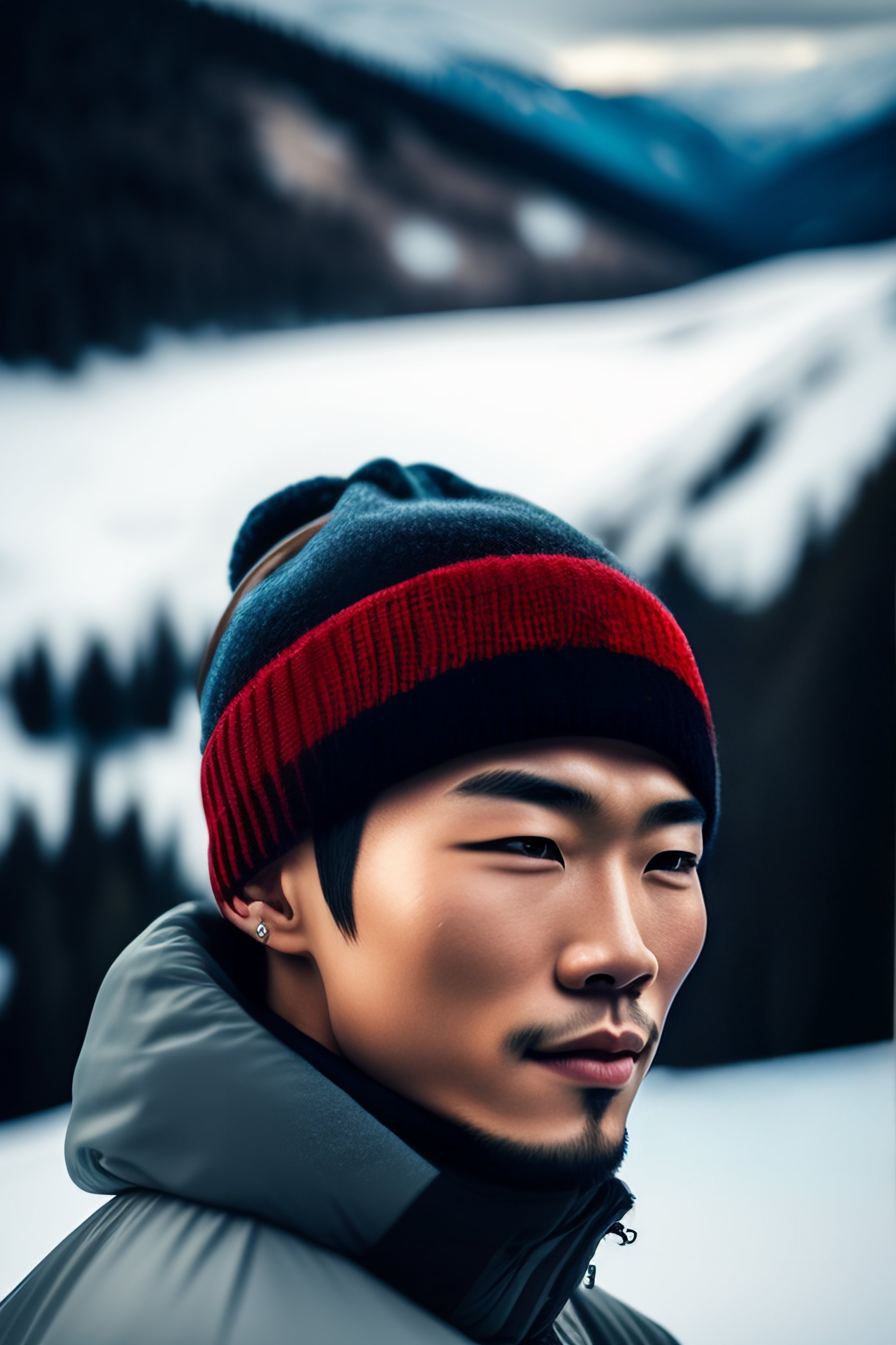 Lexica - Picture of hot Asian man in a ski resort