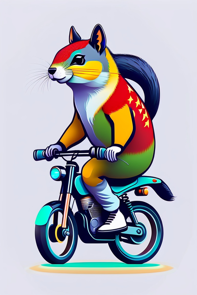 Lexica - A very old, beaten, dirty, tired squirrel rides an enduro ...
