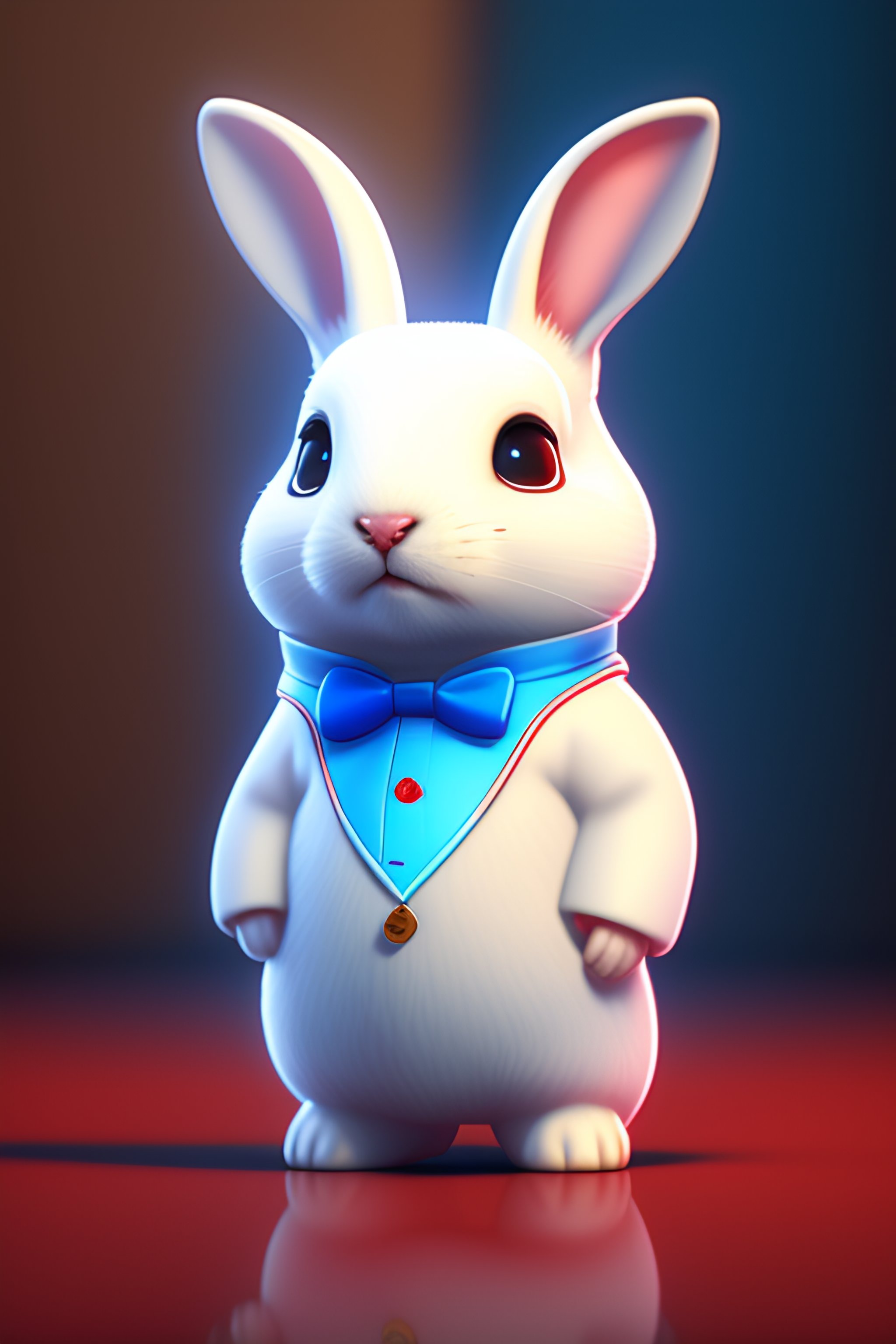 Lexica - Cute white cartoon rabbit, wearing white lab coat and blue ...