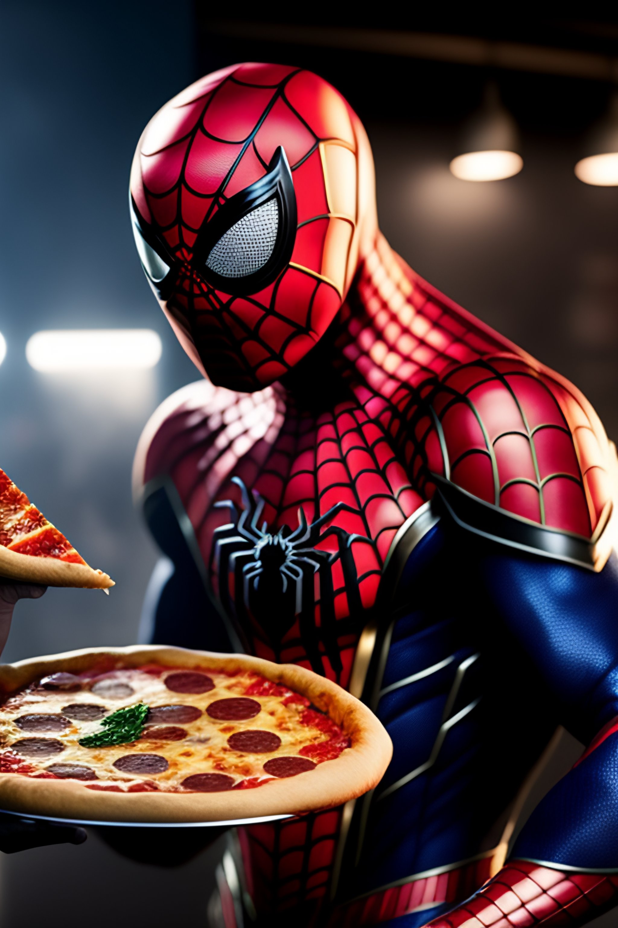 Lexica - Spider-man as a robot serving pizza