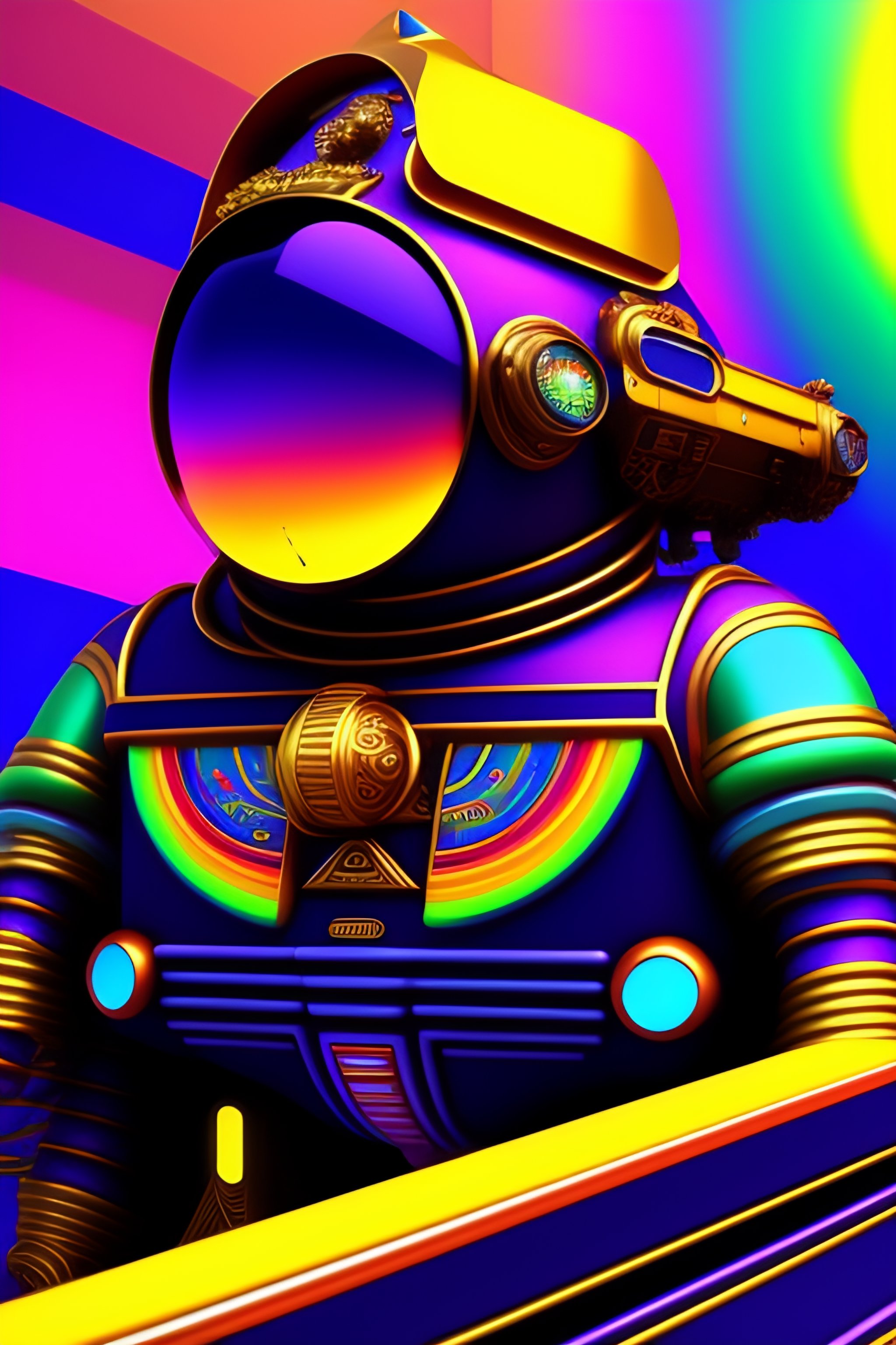 Lexica - Aztec astronaut dissolving into cybernetic transhumanistic bio ...