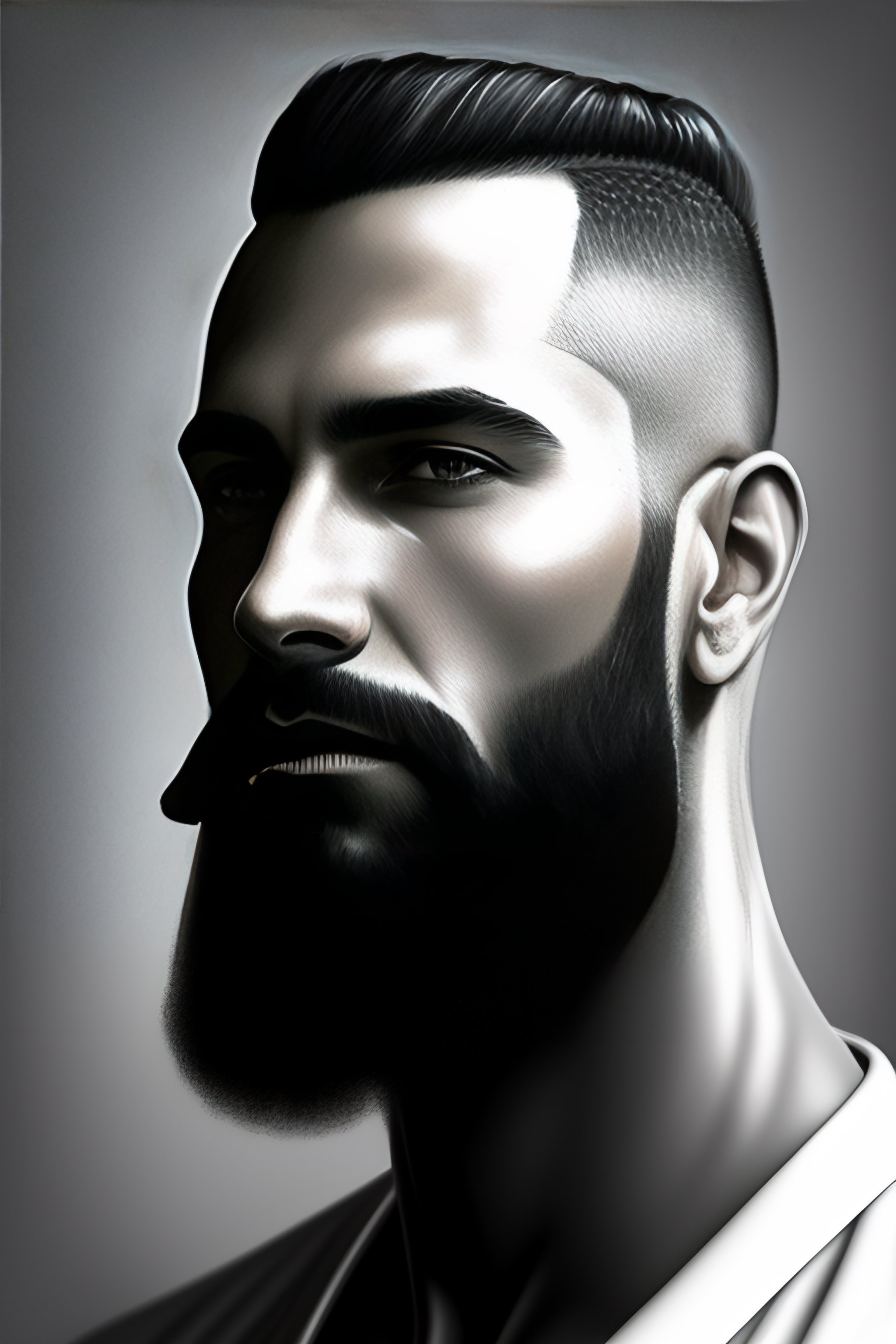 Lexica - Hand draw of a 40 years old man, shaved hair, 5 day beard ...