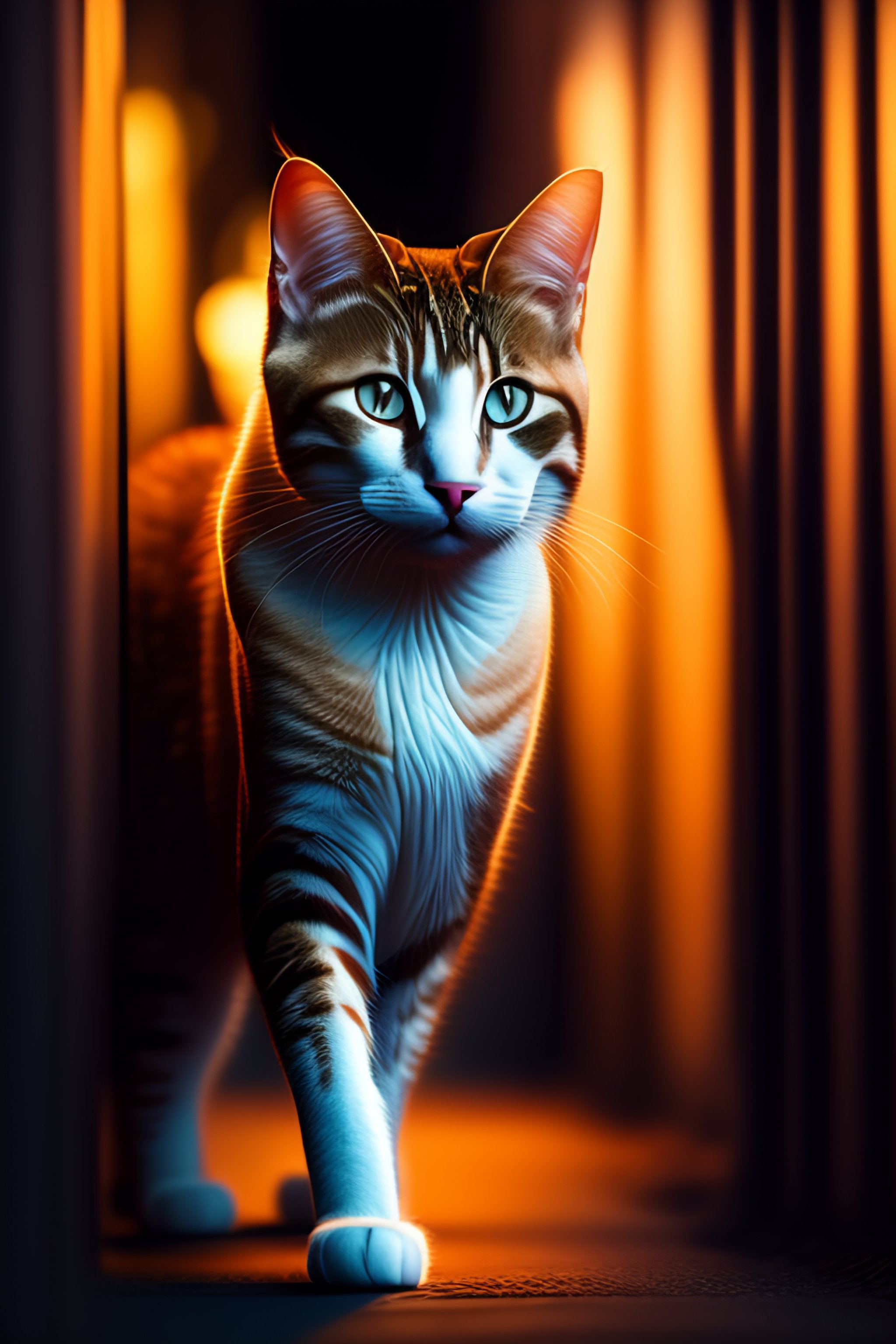 Lexica Female cat shows off her body in Brooklyn at night. 8к