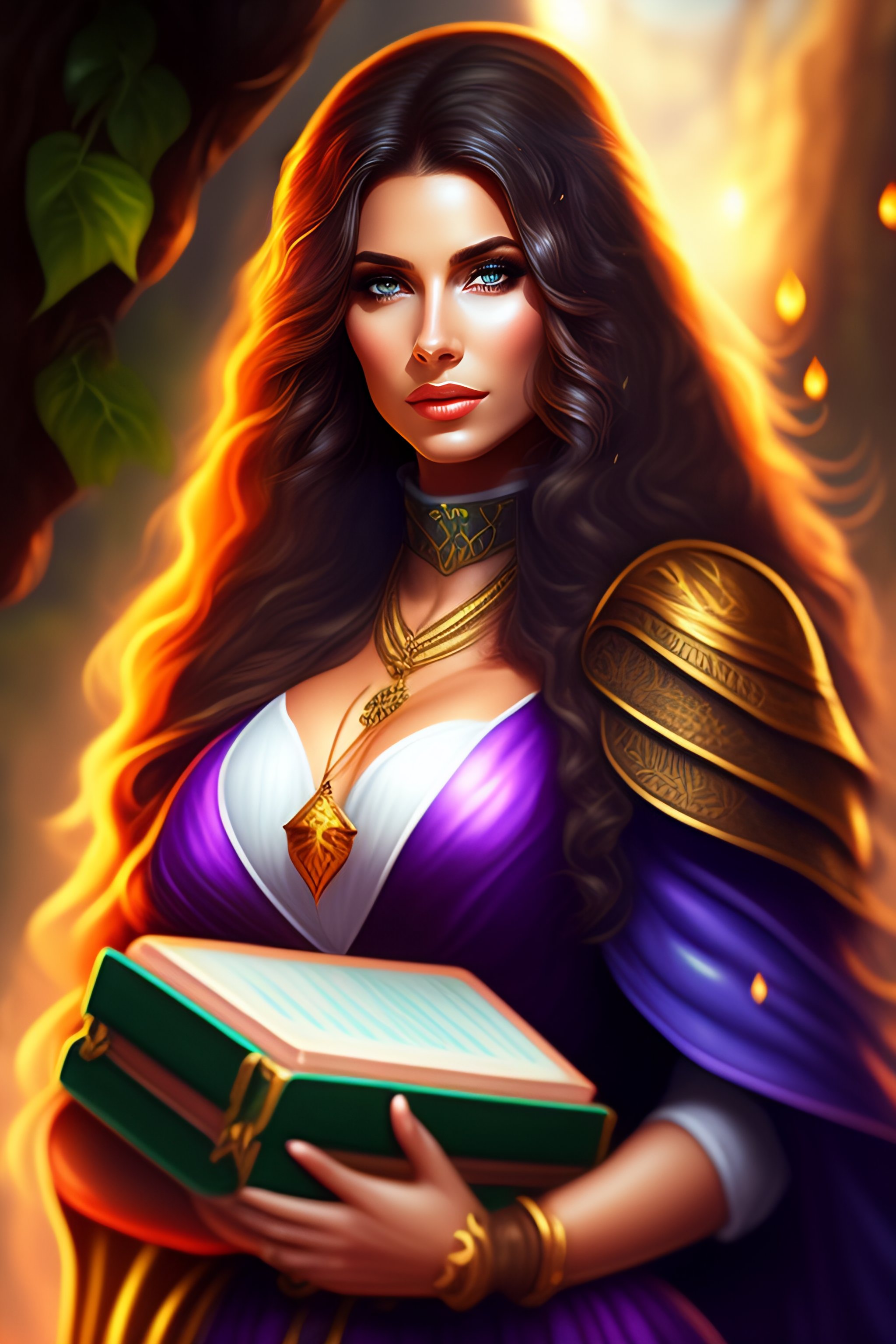 Lexica Game Icon Of Sexy Girl Mage Holding Magic Book With Nature