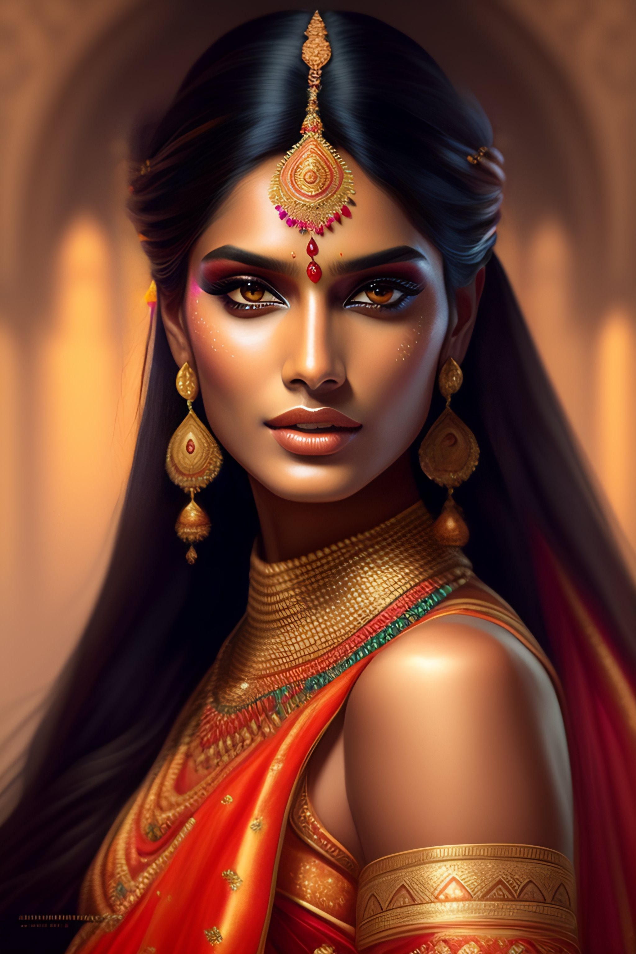 Lexica - Portrait of a beautiful indian supermodels wearing traditional ...