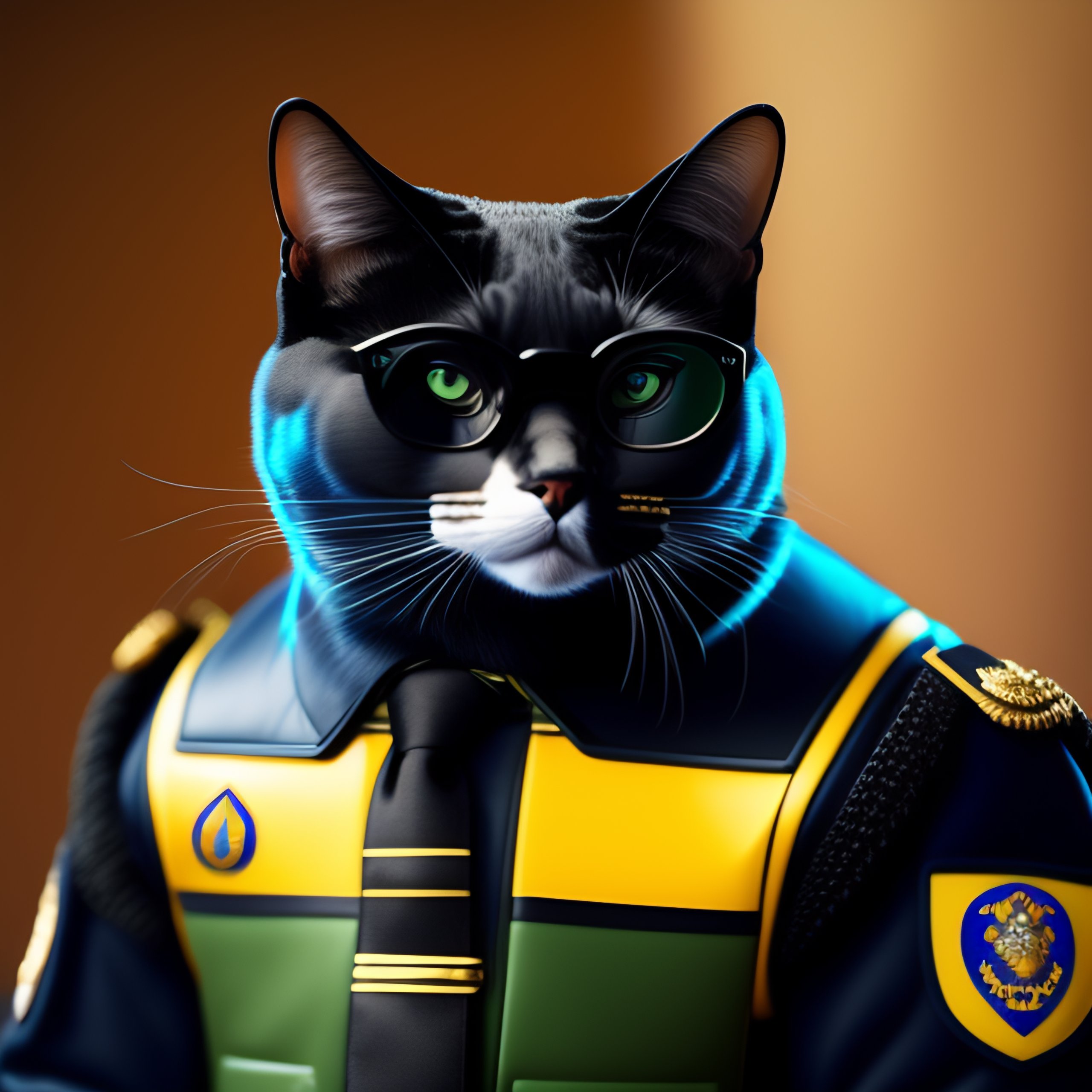 Lexica - An anthropomorphic cat in a colombian police suit and black ...