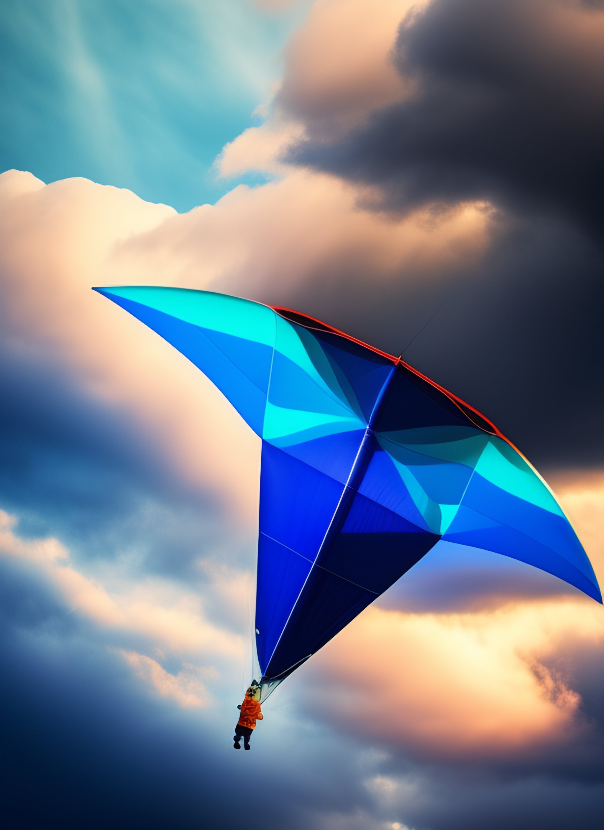Lexica - Child flying a blue kite