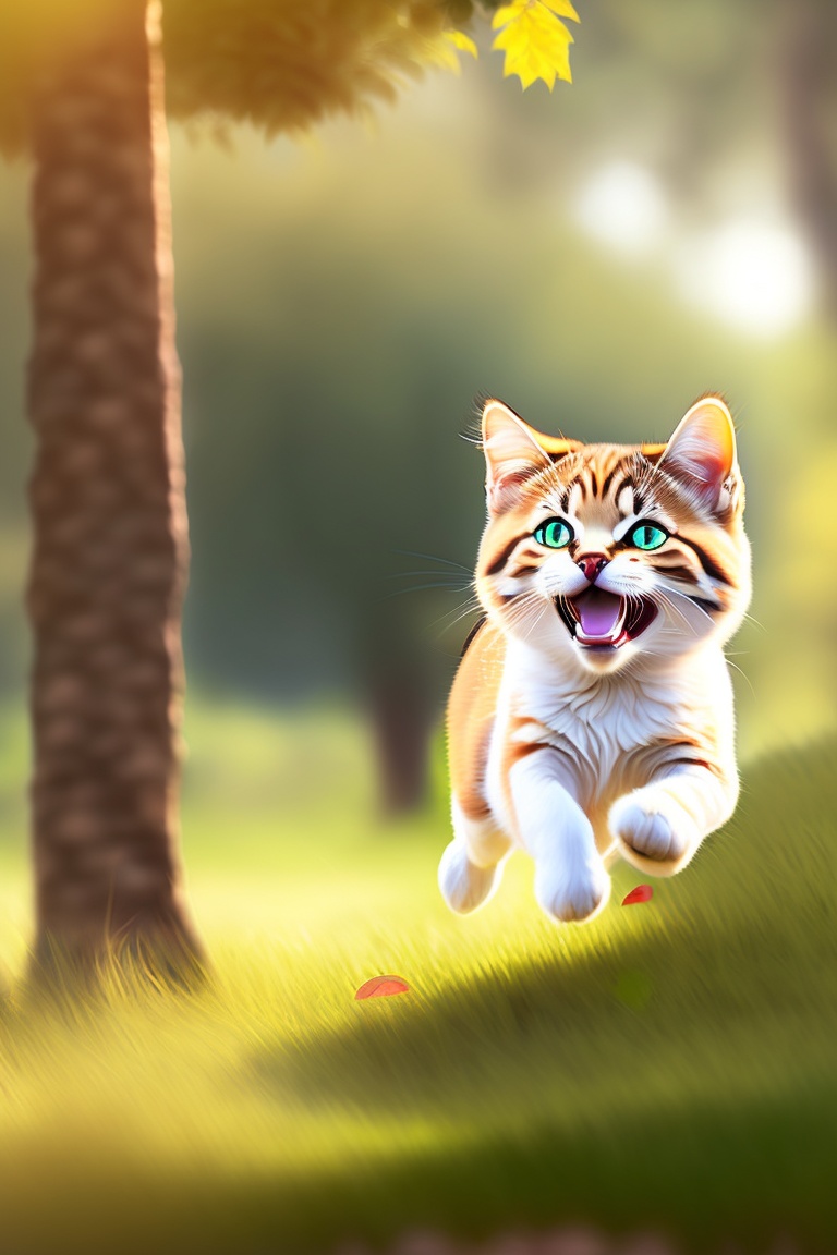 Lexica - A sunny day in the park, where Tito, a playful little cat with ...